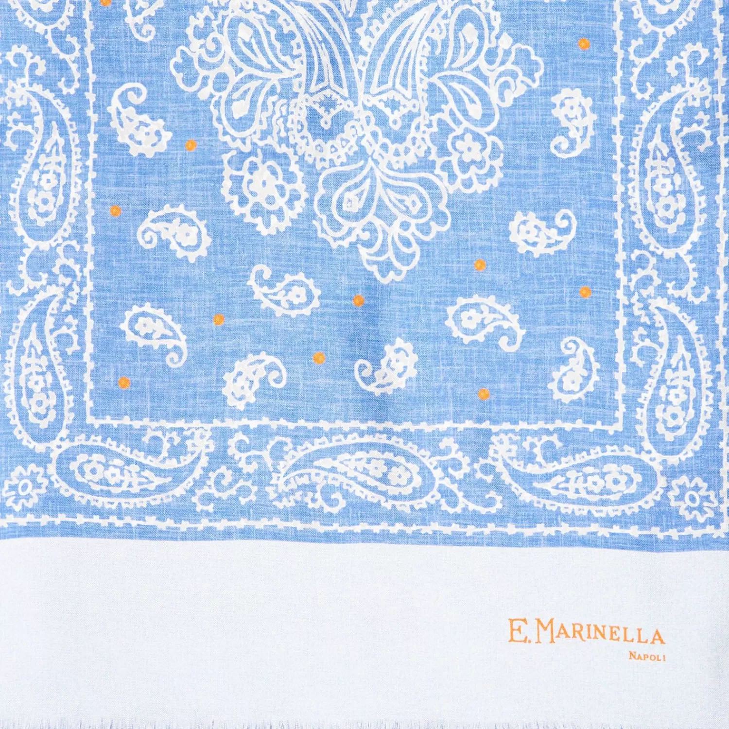 Dark And Light Blue Double Silk Scarf Paisley Pattern>E.Marinella Store