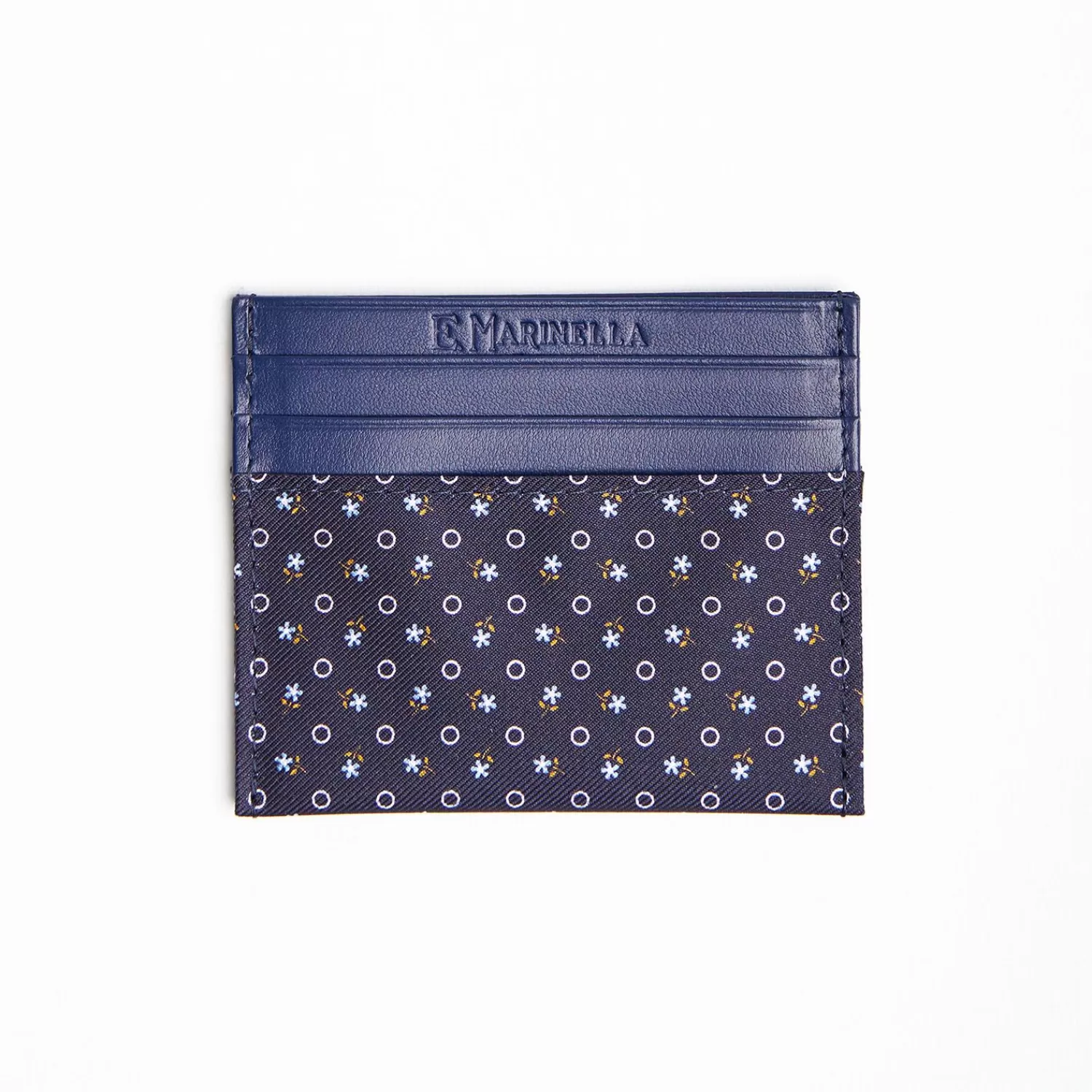 Dark Blu Silk And Leather Credit Card Holder 5 Compartments>E.Marinella Fashion