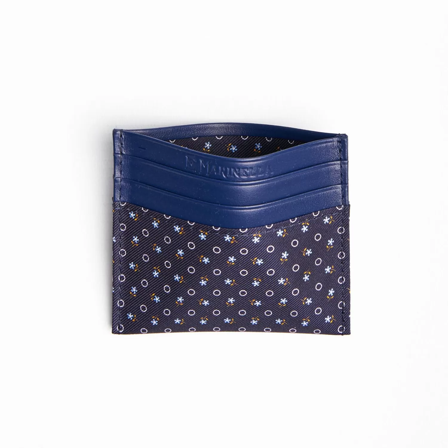 Dark Blu Silk And Leather Credit Card Holder 5 Compartments>E.Marinella Fashion