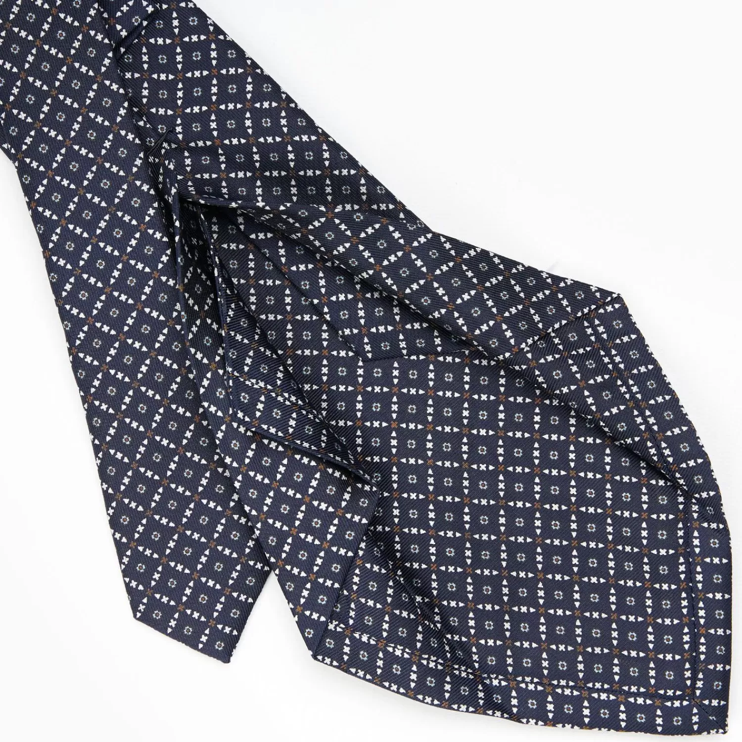 Dark Blue 5 Fold Sartorial Silk Tie - Small Flower Pattern>E.Marinella Flash Sale