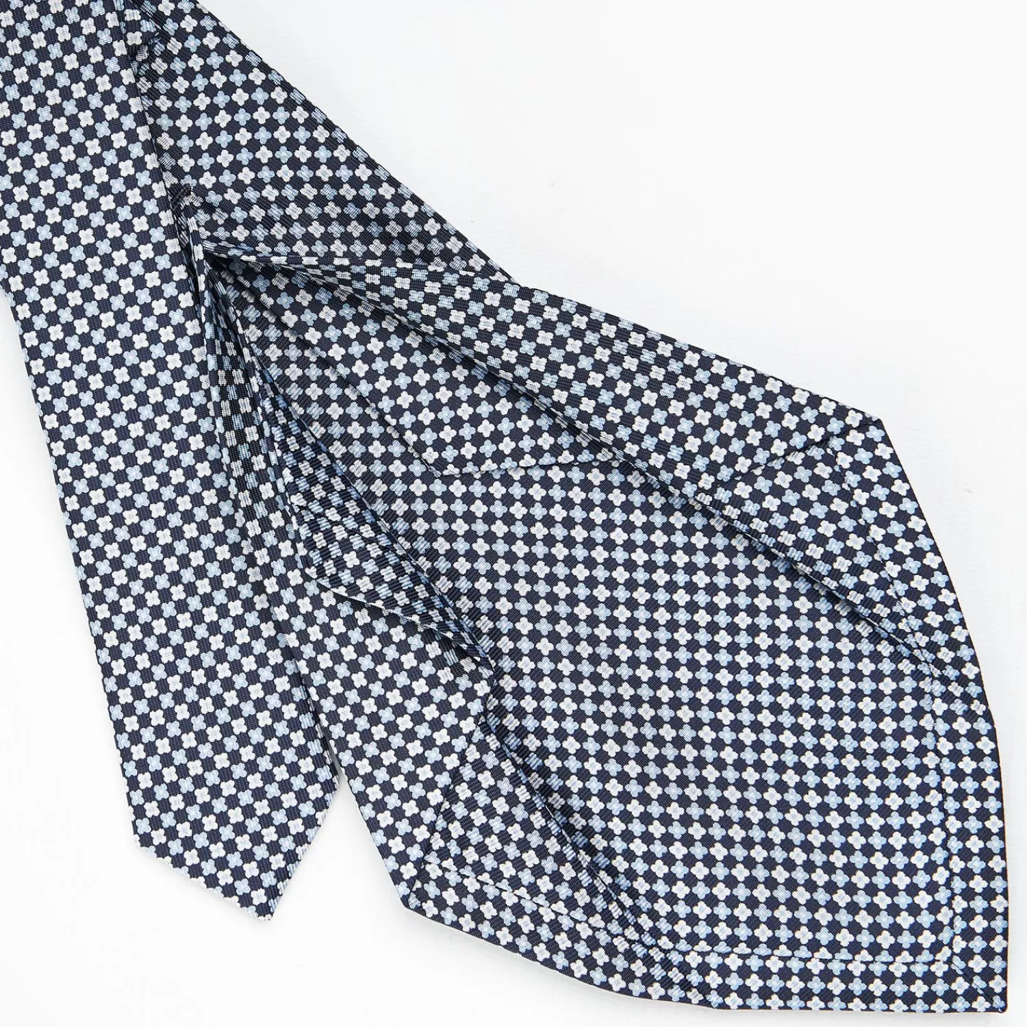 Dark Blue 5 Fold Sartorial Silk Tie - Small Flower Pattern>E.Marinella Outlet