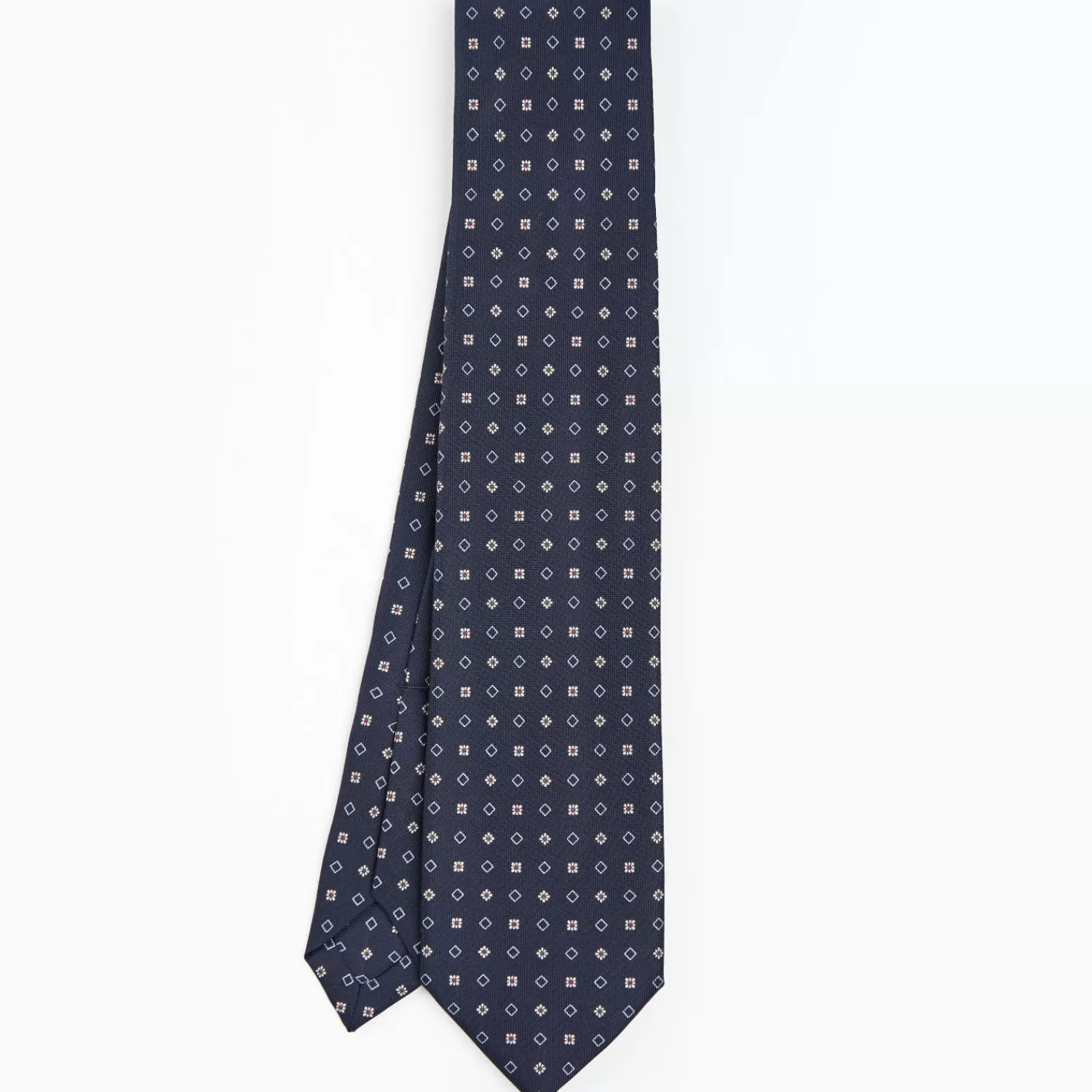 Dark Blue 5 Fold Sartorial Silk Tie - Small Flower Pattern>E.Marinella Best