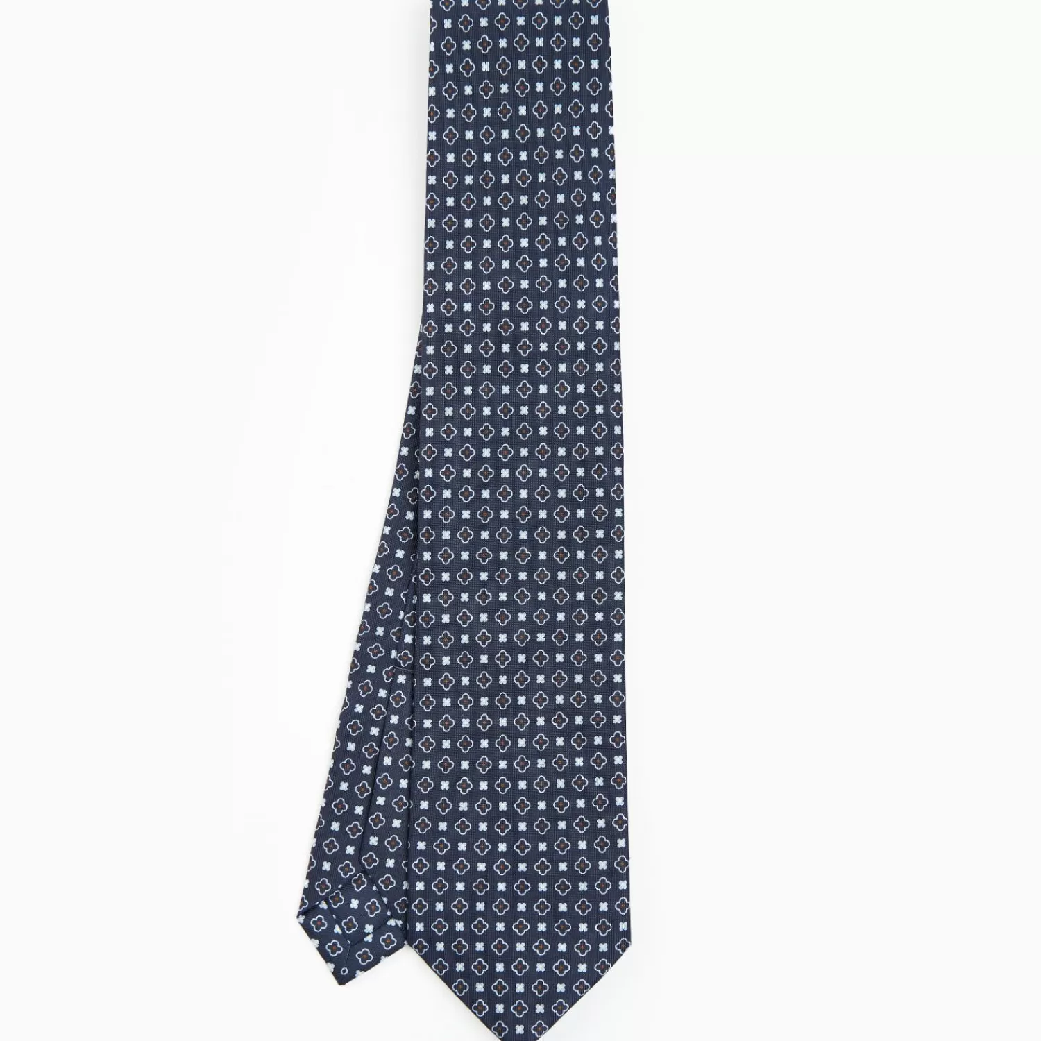 Dark Blue 5 Fold Sartorial Silk Tie - Small Flower Pattern>E.Marinella Discount
