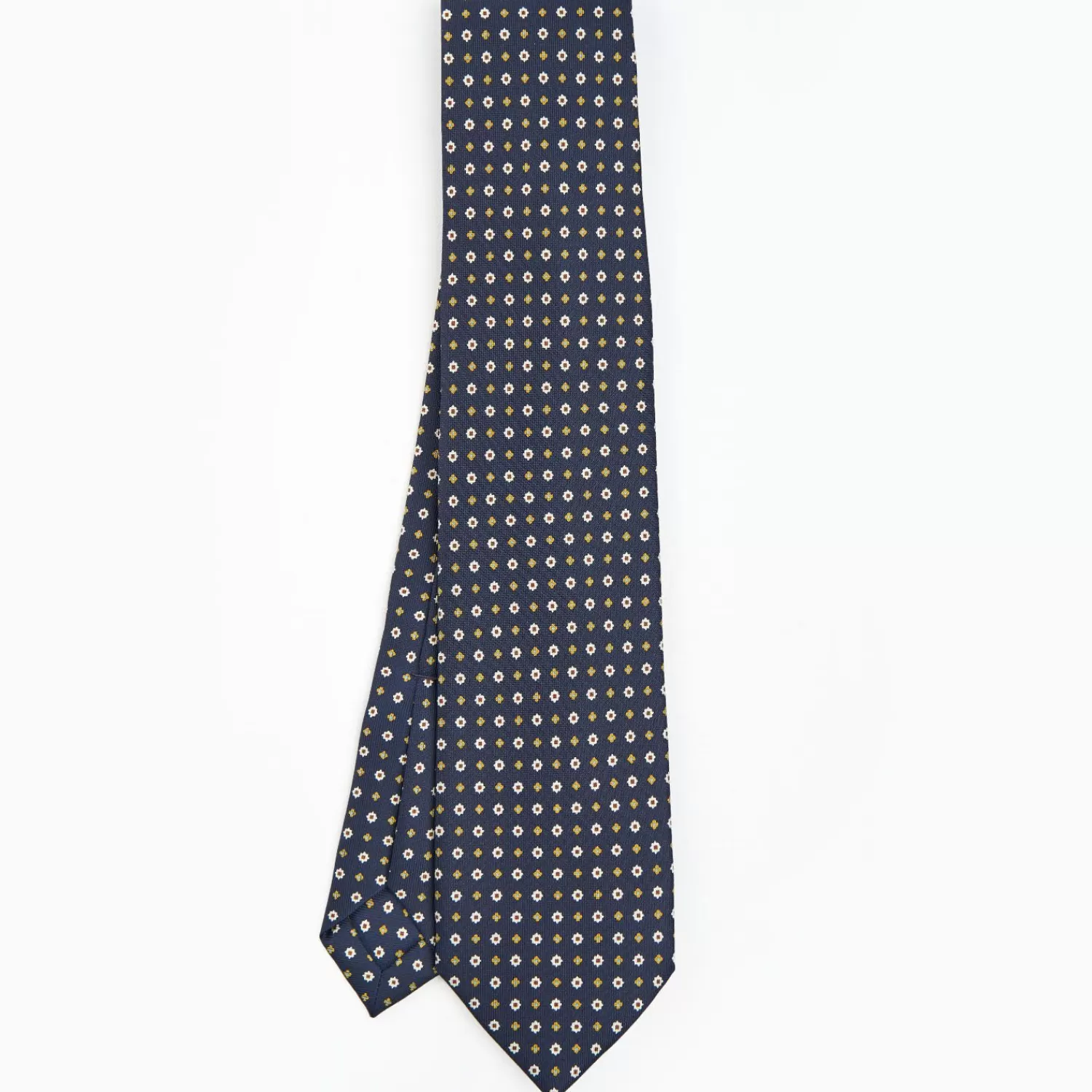 Dark Blue 5 Fold Sartorial Silk Tie - Small Flower Pattern>E.Marinella Hot