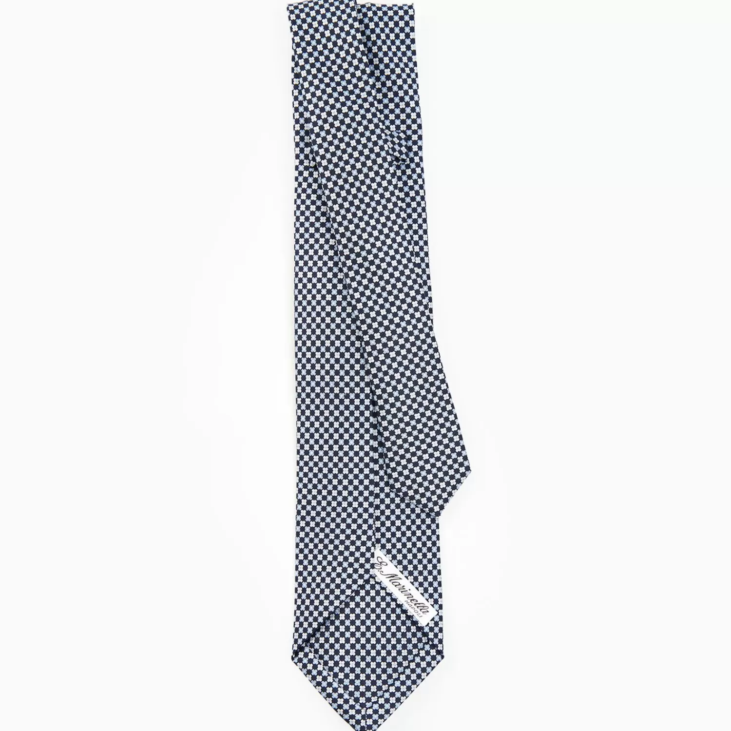 Dark Blue 7 Fold Sartorial Silk Tie - Small Flower Pattern>E.Marinella Shop