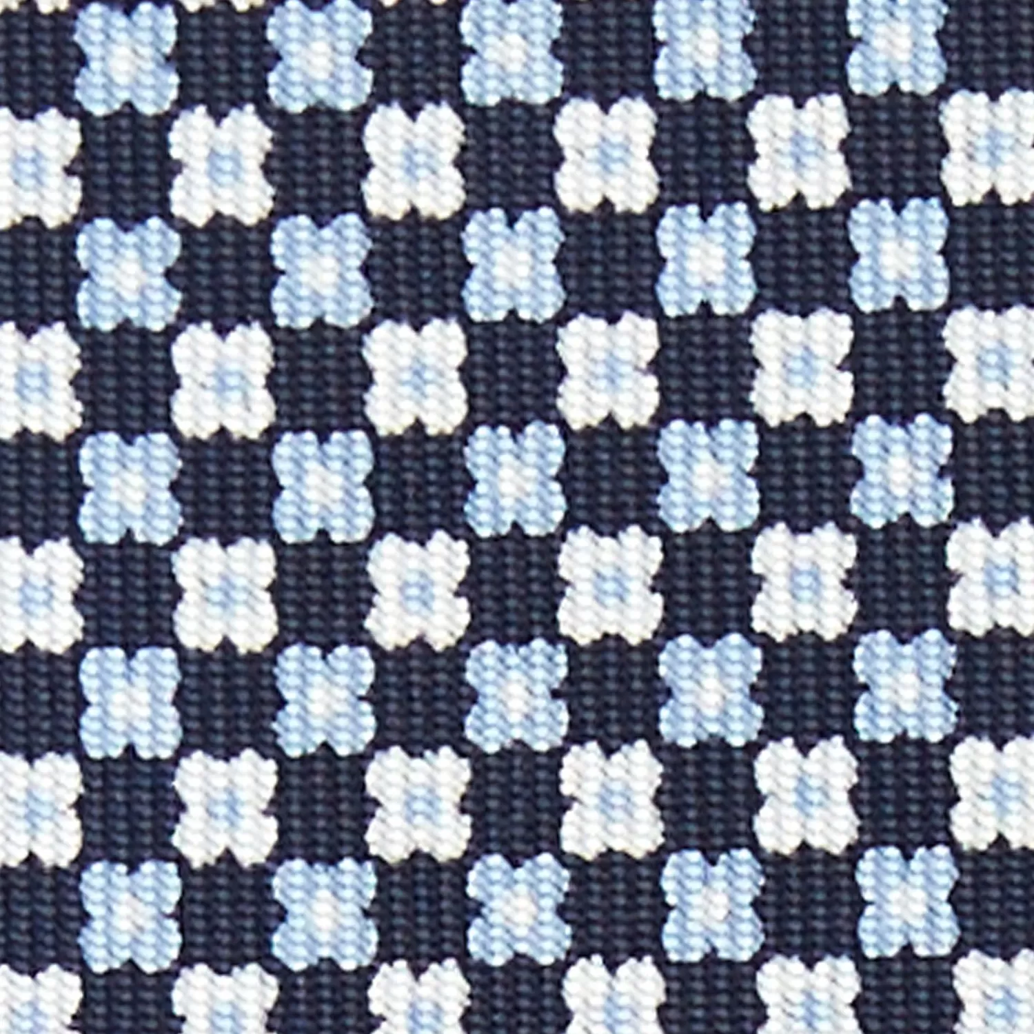 Dark Blue 7 Fold Sartorial Silk Tie - Small Flower Pattern>E.Marinella Shop