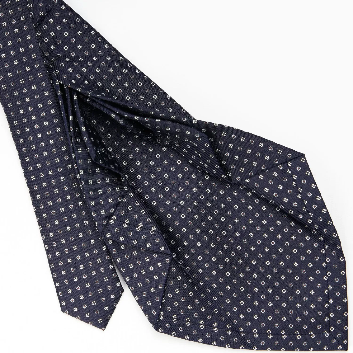 Dark Blue 9 Fold Sartorial Silk Tie Small Flower Pattern>E.Marinella Clearance