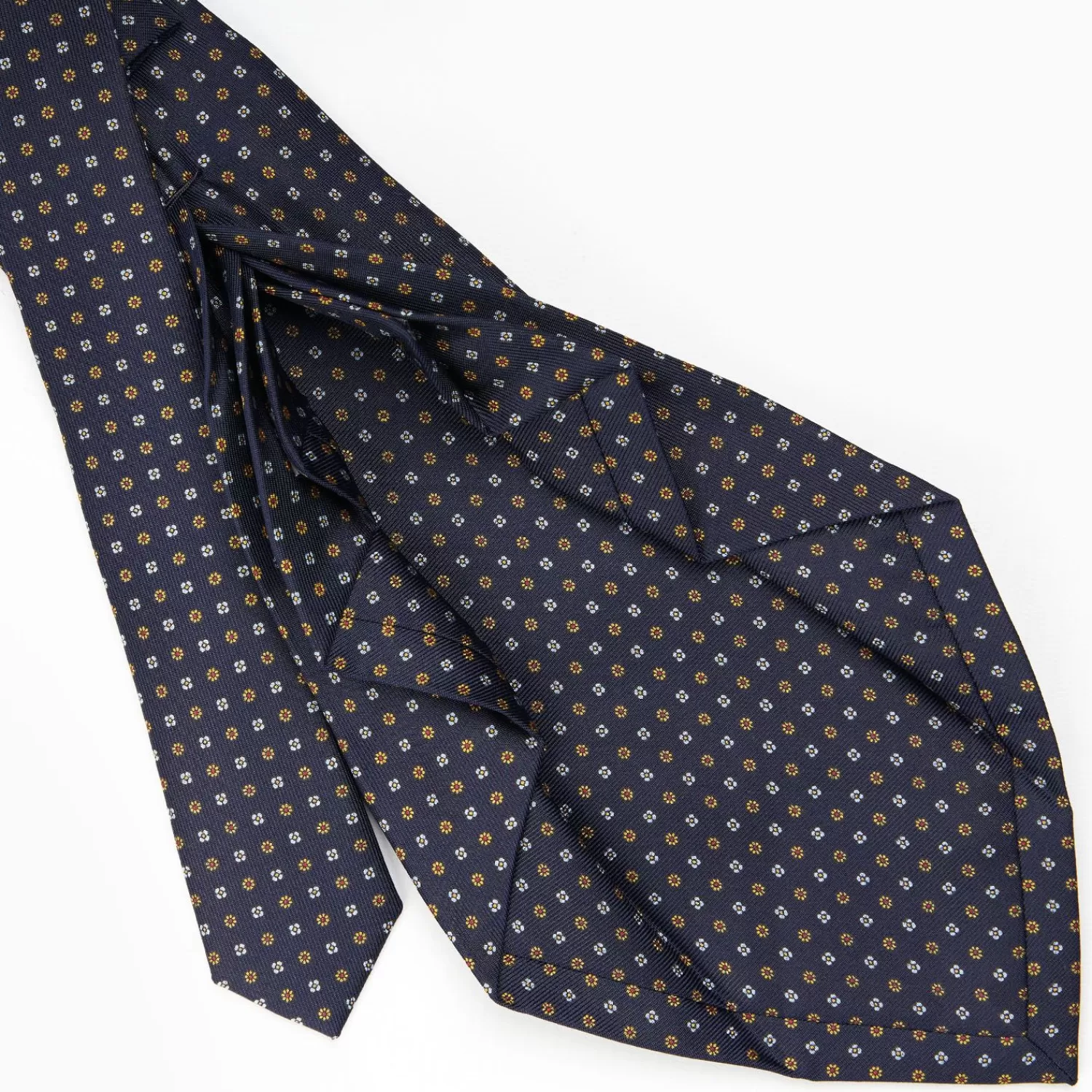 Dark Blue 9 Fold Sartorial Silk Tie Small Flower Pattern>E.Marinella Outlet