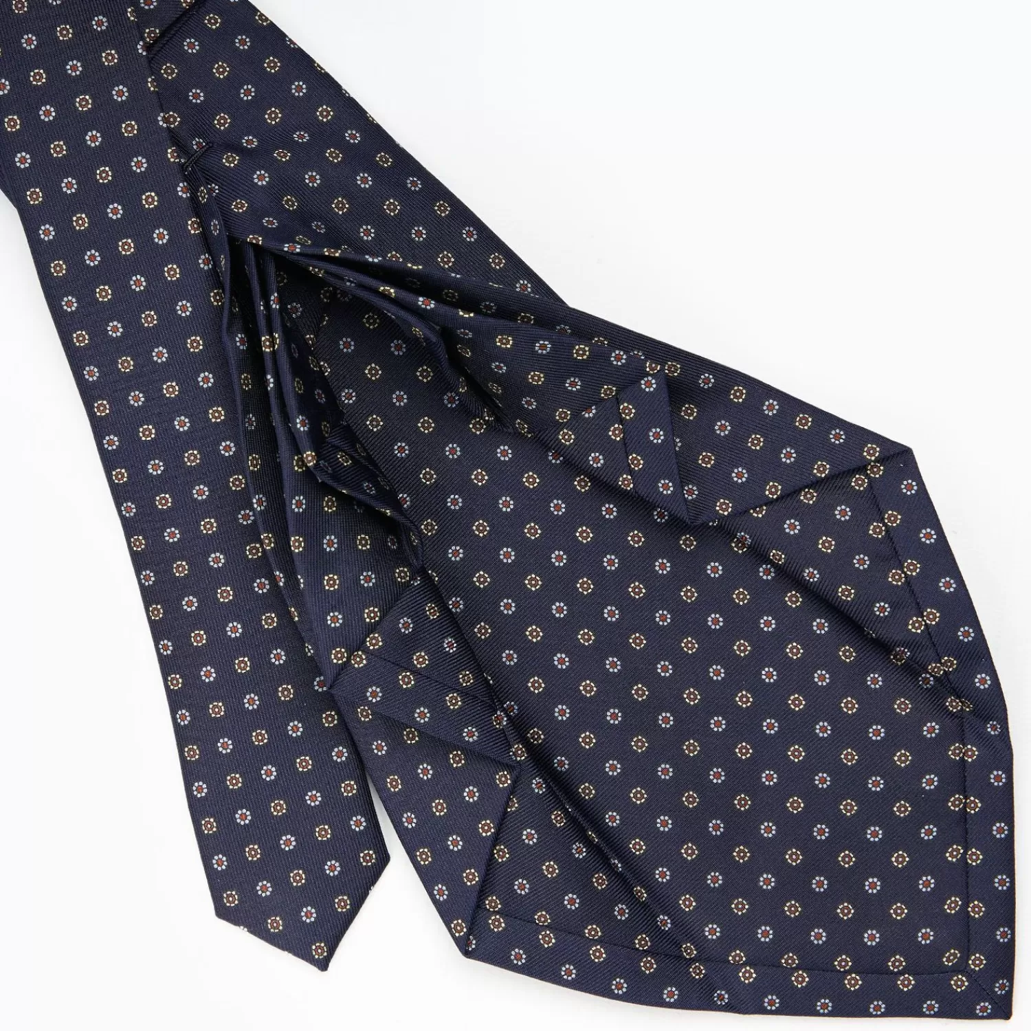 Dark Blue 9 Fold Sartorial Silk Tie Small Flower Pattern>E.Marinella Flash Sale