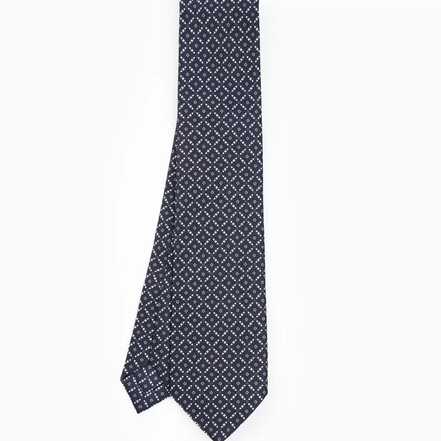 Dark Blue 9 Fold Sartorial Silk Tie Small Flower Pattern>E.Marinella Flash Sale