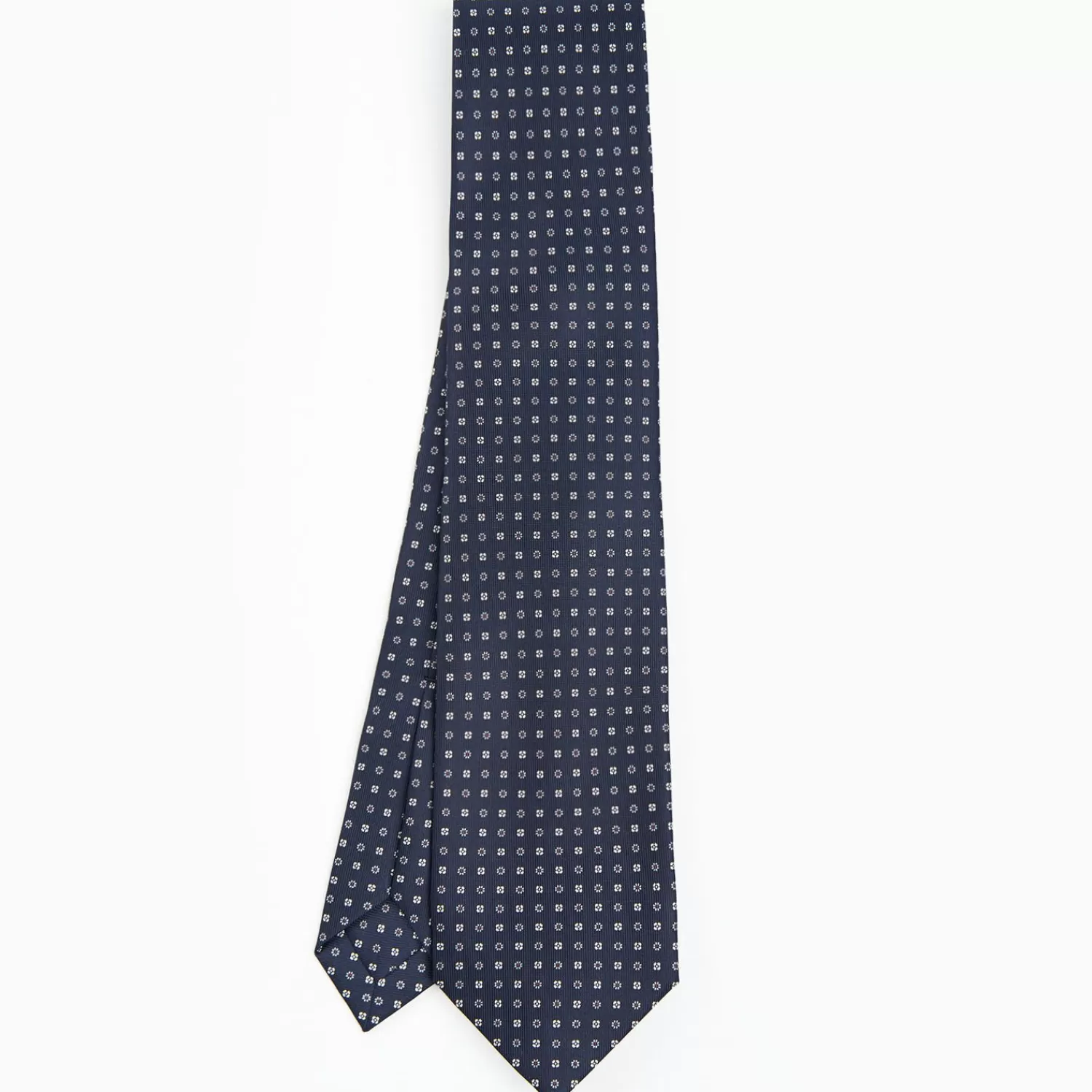 Dark Blue 9 Fold Sartorial Silk Tie Small Flower Pattern>E.Marinella Clearance