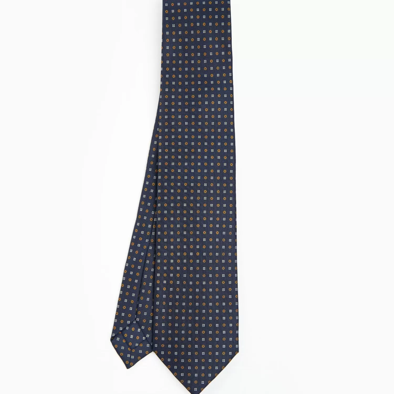 Dark Blue 9 Fold Sartorial Silk Tie Small Flower Pattern>E.Marinella Outlet