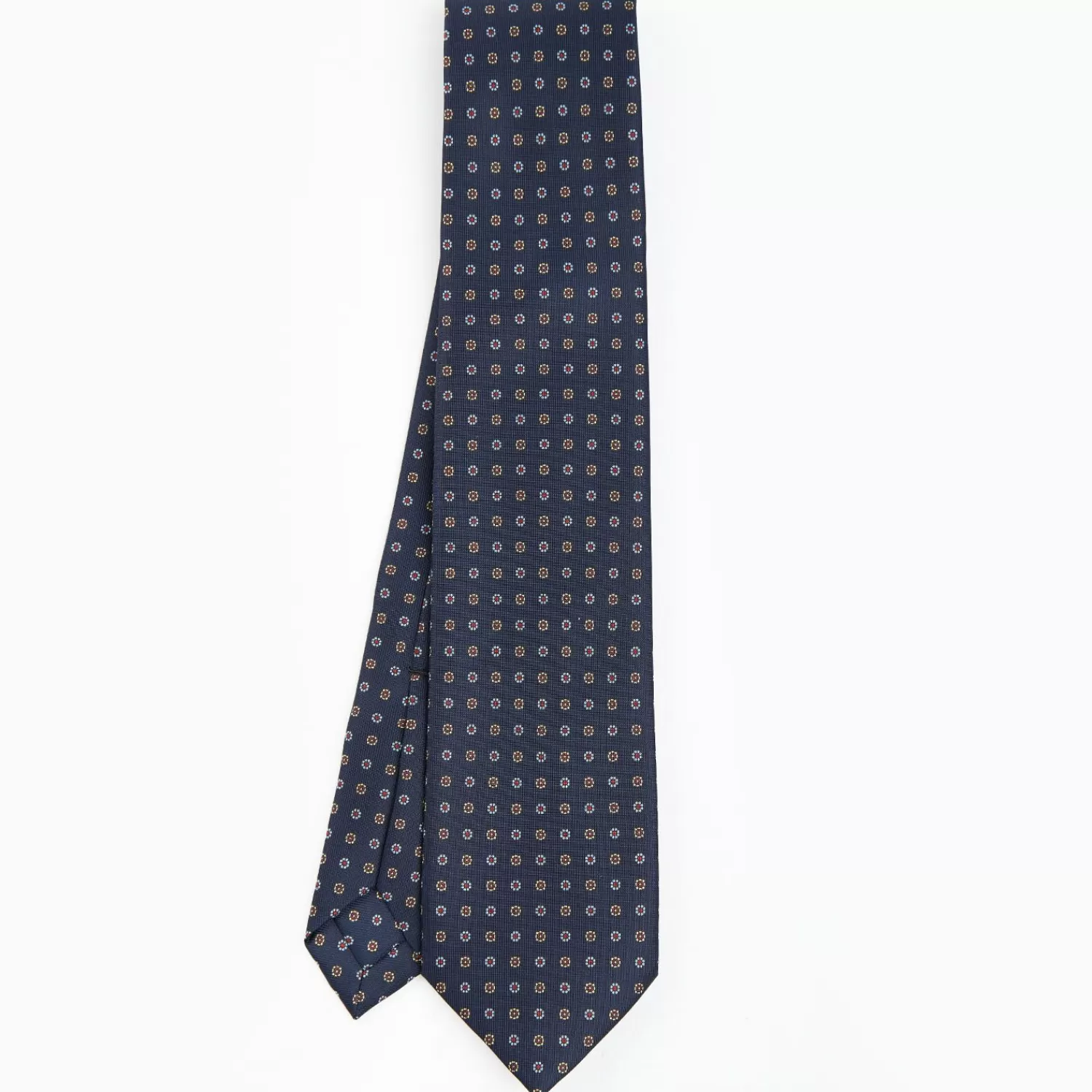 Dark Blue 9 Fold Sartorial Silk Tie Small Flower Pattern>E.Marinella Flash Sale