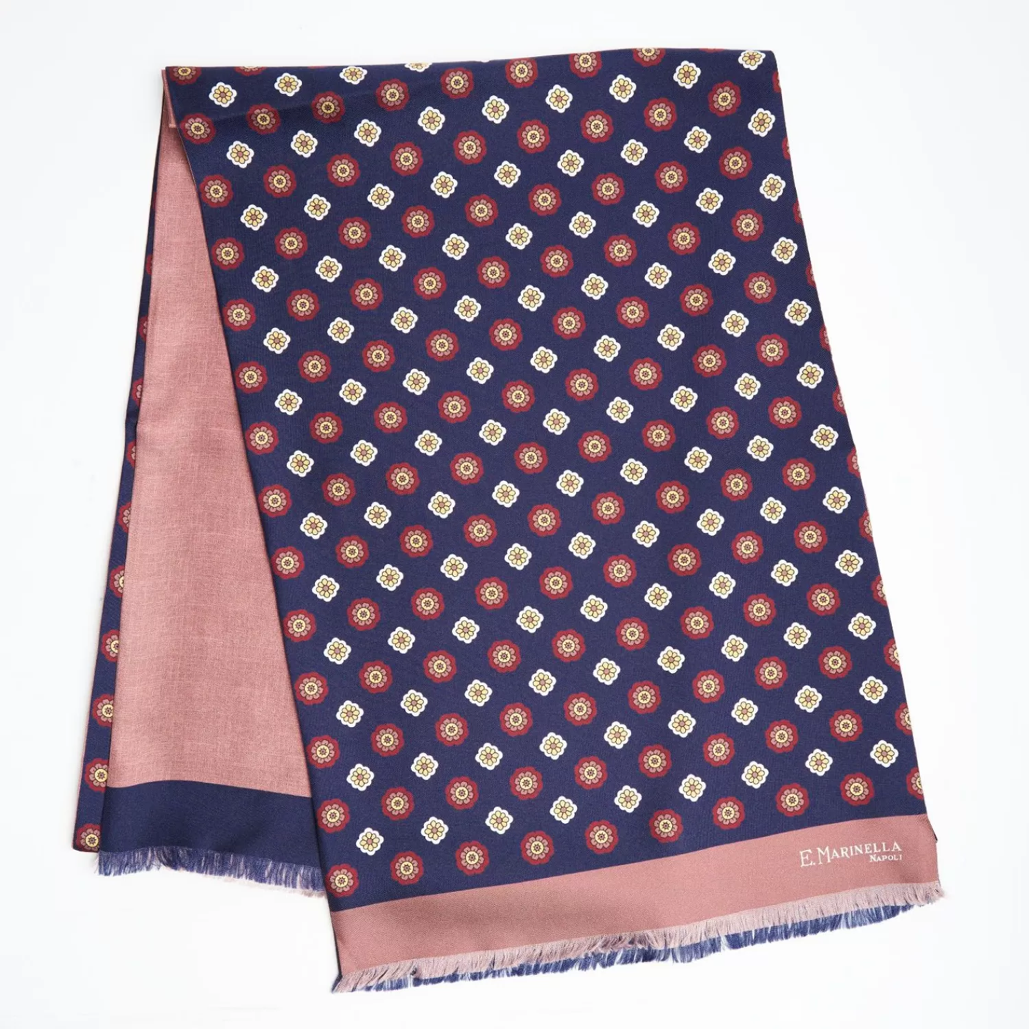 Dark Blue And Pink Double Silk Scarf>E.Marinella Sale