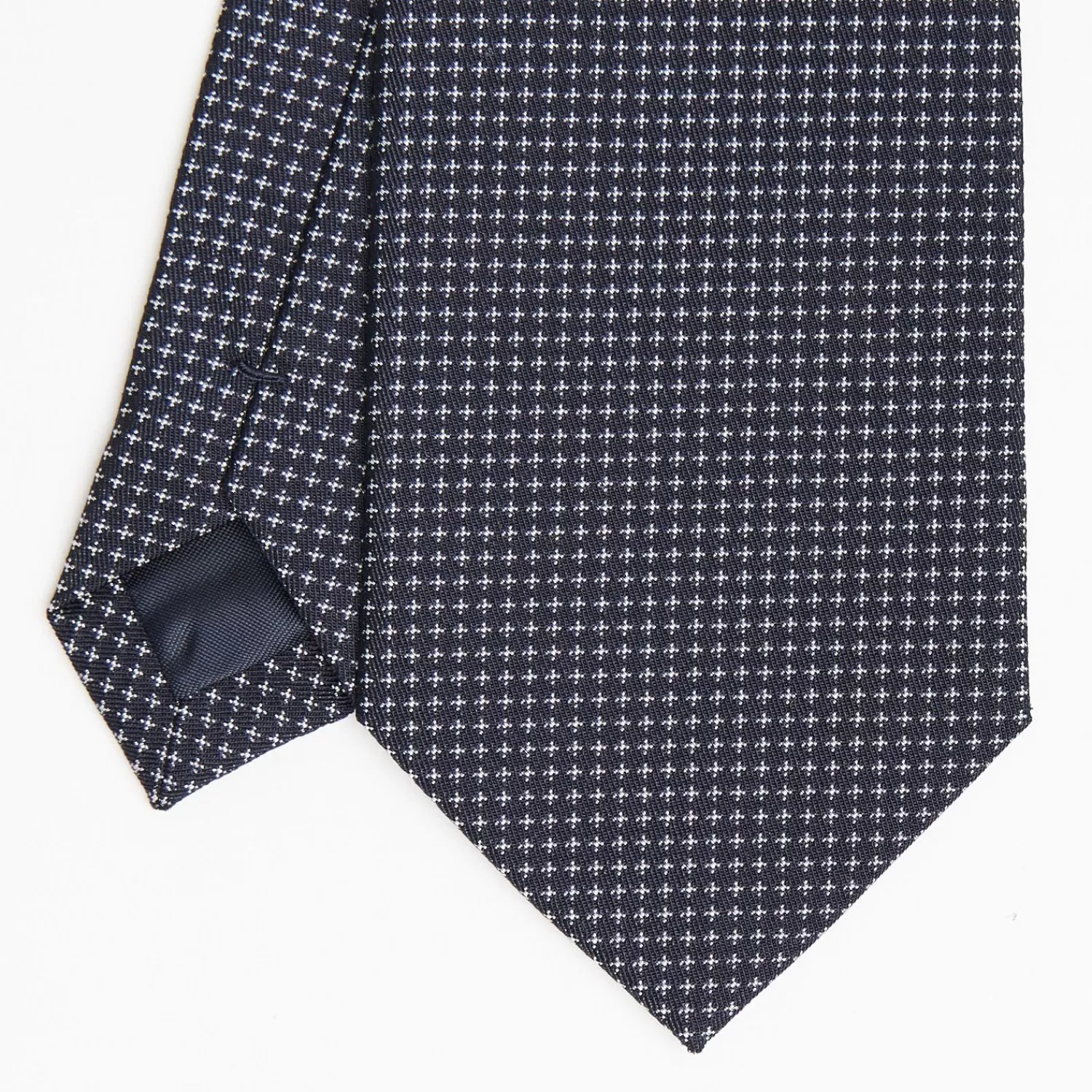 Dark Blue Ceremonial Jacquard Silk Tie - Small Geometric Pattern>E.Marinella Discount