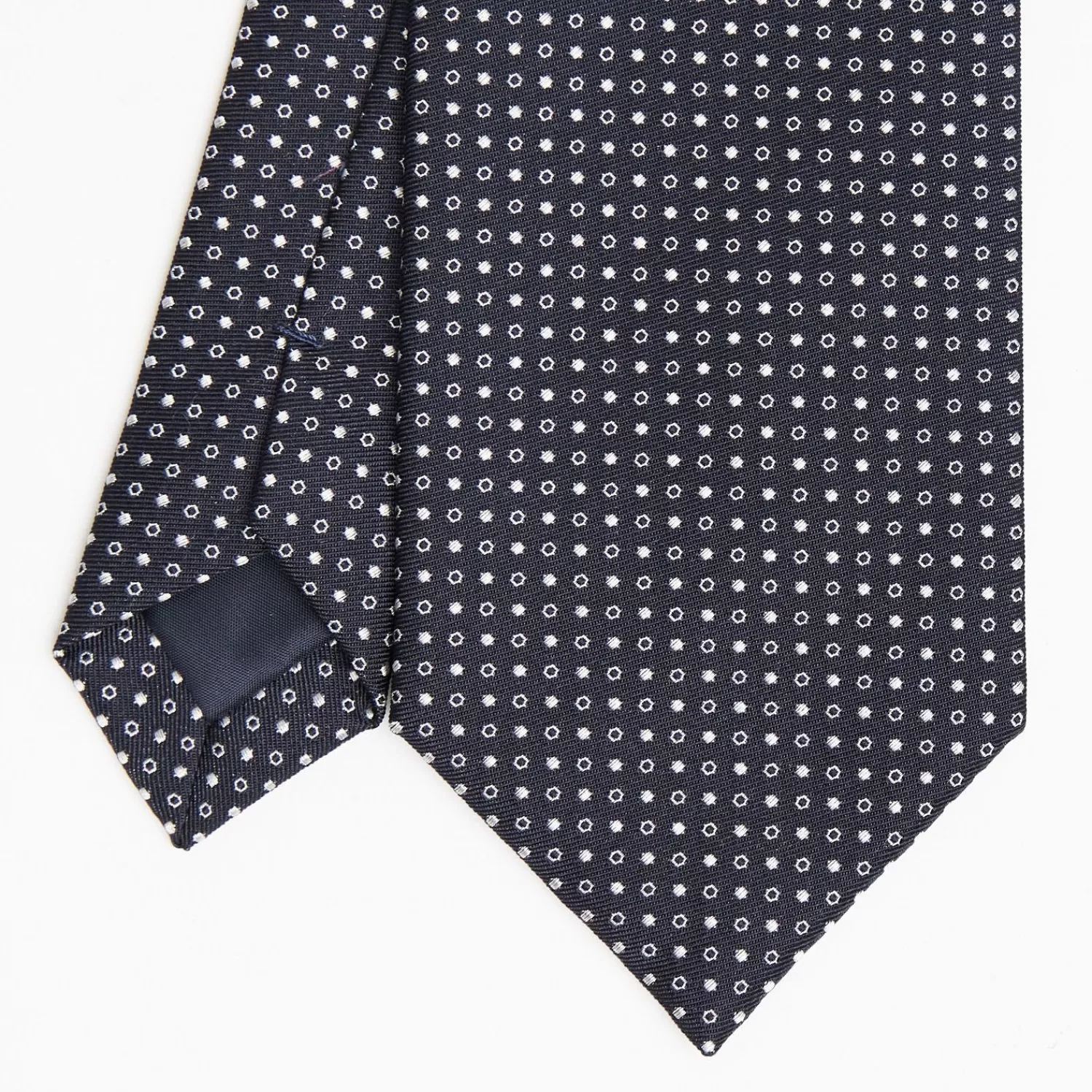 Dark Blue Ceremonial Jacquard Silk Tie Small Geometric Pattern>E.Marinella Shop