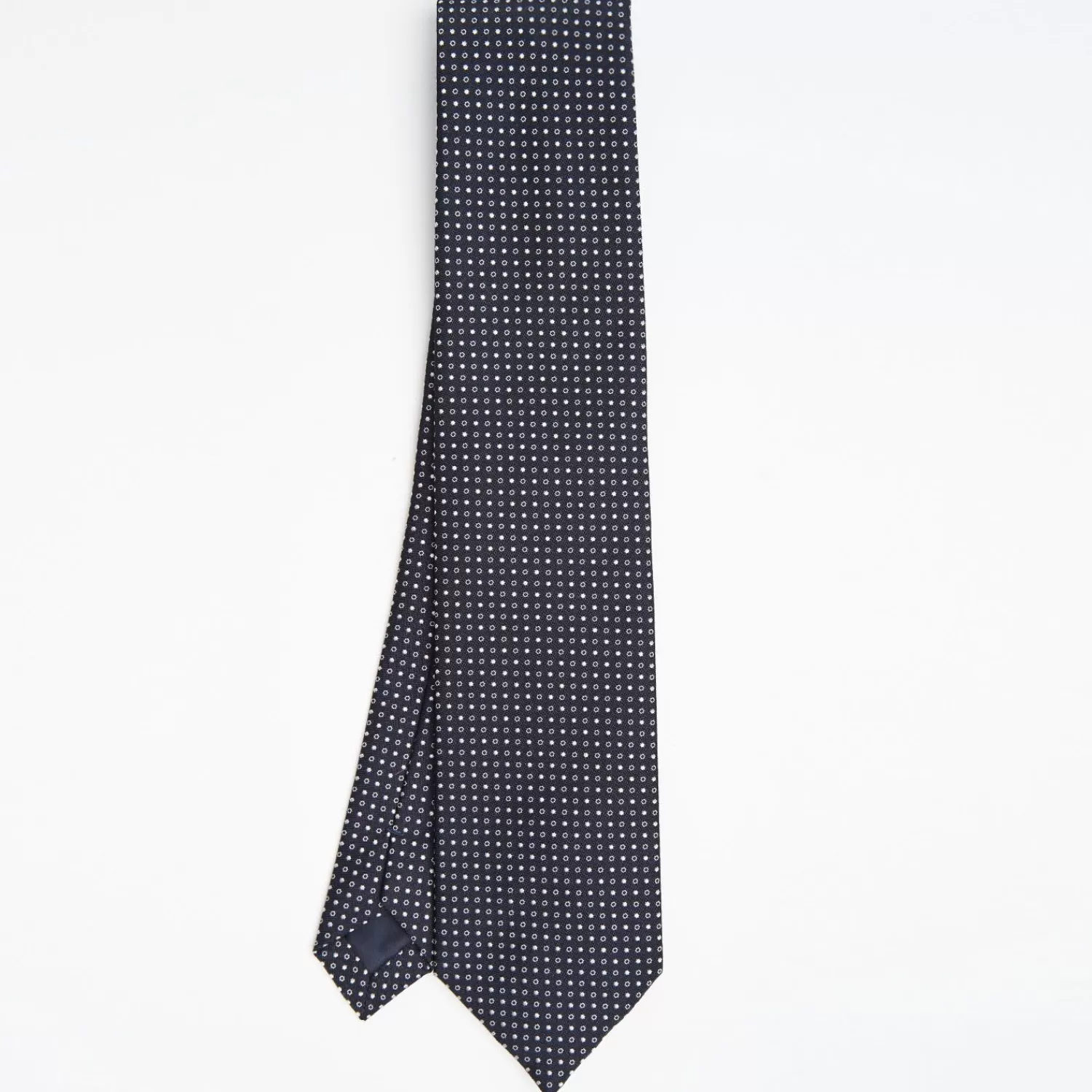Dark Blue Ceremonial Jacquard Silk Tie Small Geometric Pattern>E.Marinella Shop