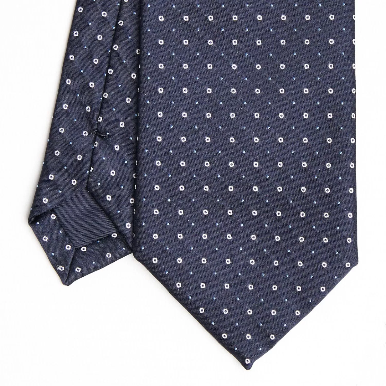 Dark Blue Cerimonial Silk Satin Tie - Small Geometric Pattern>E.Marinella Clearance