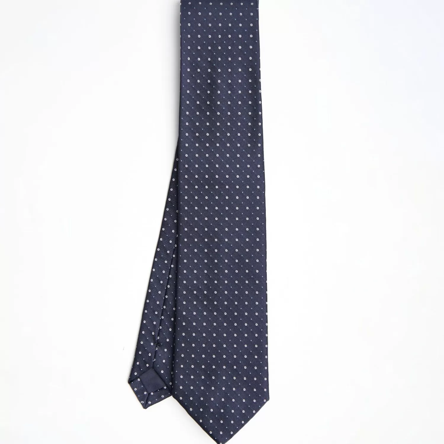 Dark Blue Cerimonial Silk Satin Tie - Small Geometric Pattern>E.Marinella Clearance