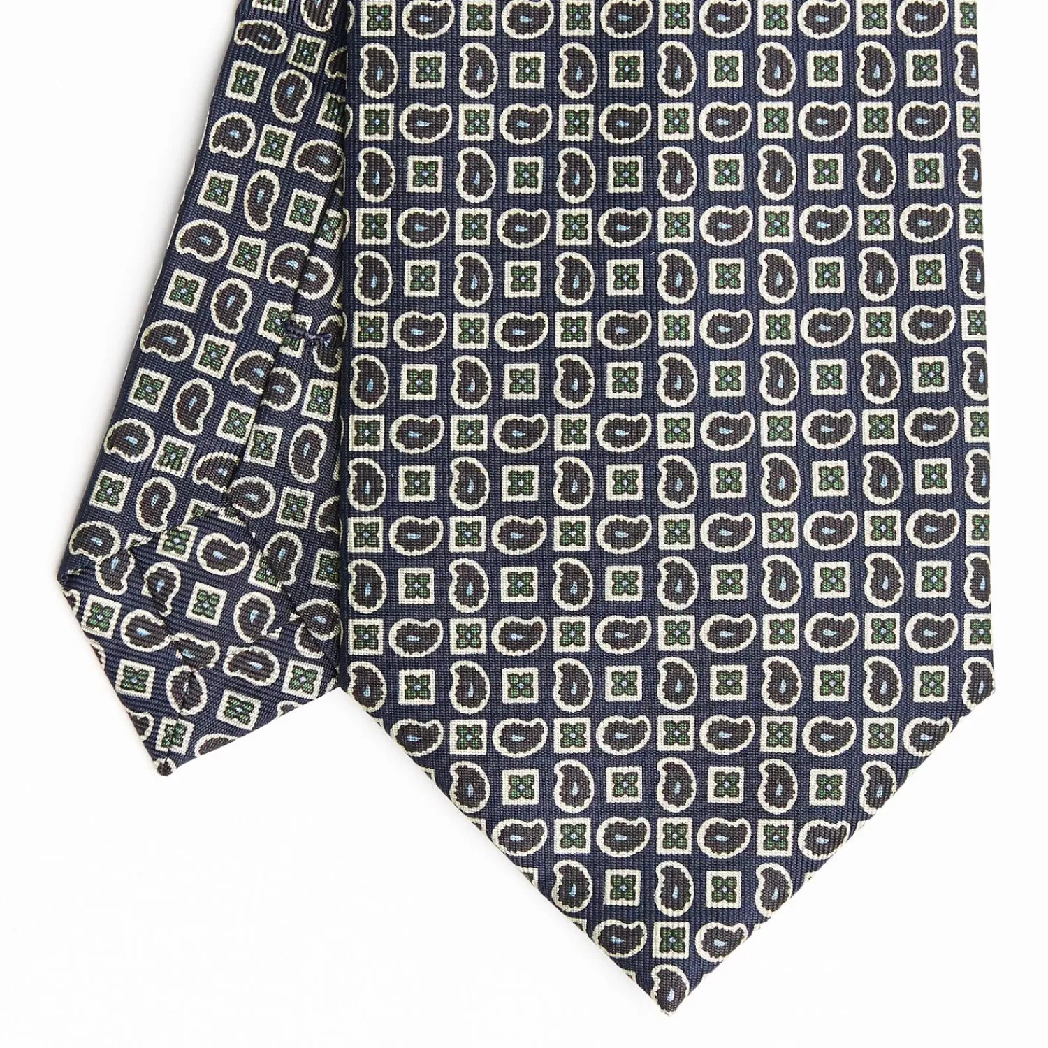 Dark Blue Extra Long Sartorial Silk Tie - Paisley Pattern>E.Marinella Shop