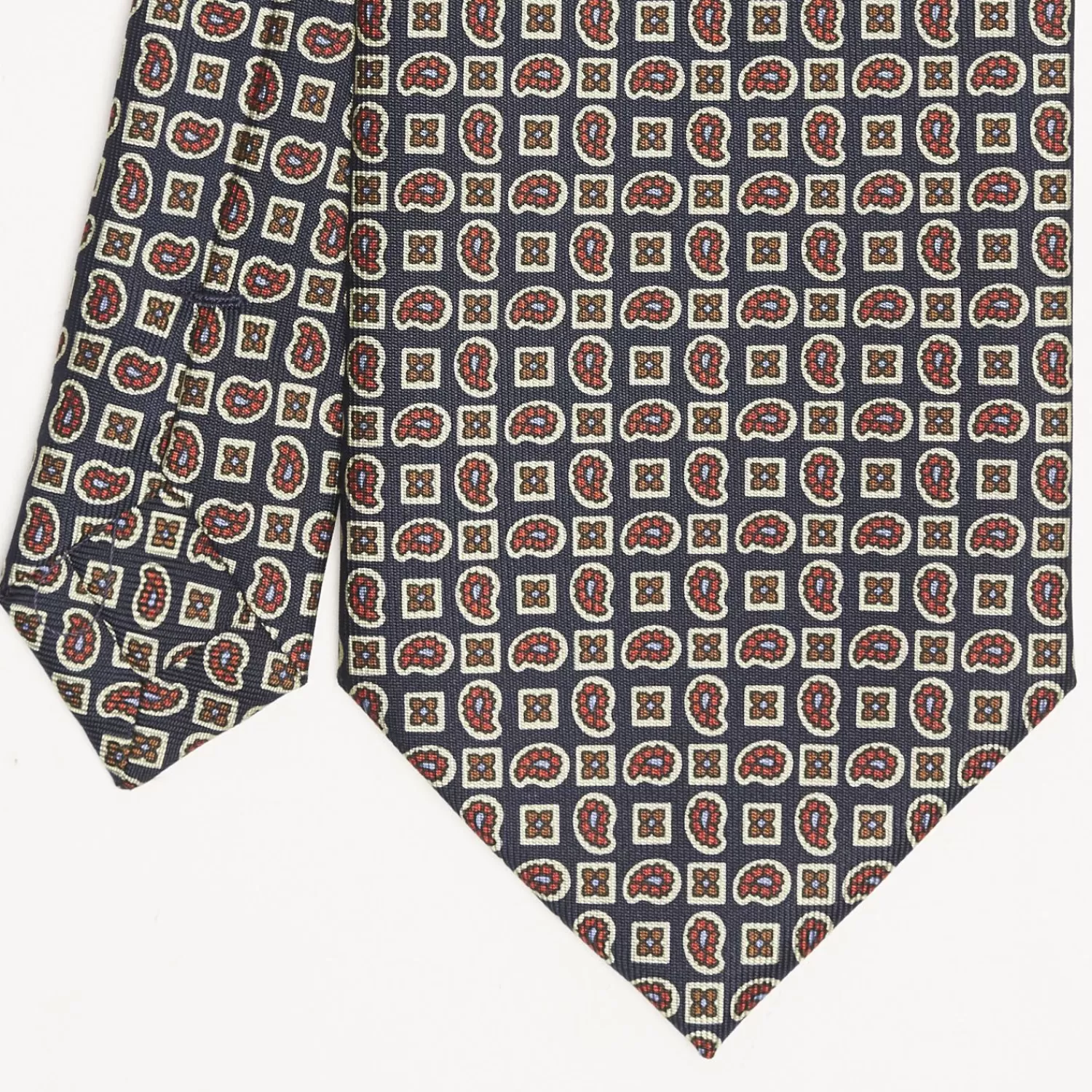 Dark Blue Extra Long Sartorial Silk Tie - Paisley Pattern>E.Marinella Hot