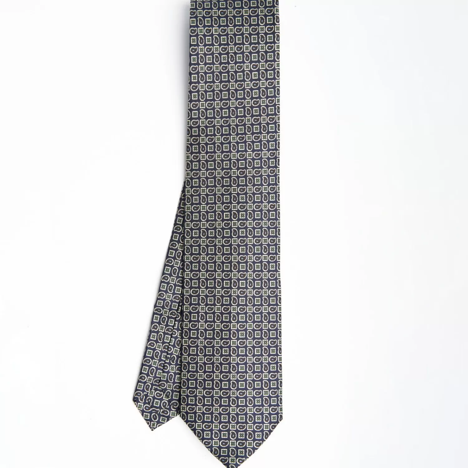 Dark Blue Extra Long Sartorial Silk Tie - Paisley Pattern>E.Marinella Shop
