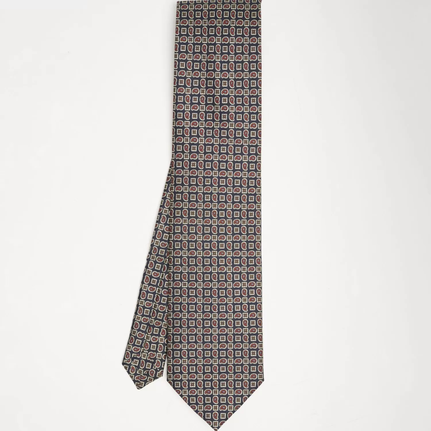 Dark Blue Extra Long Sartorial Silk Tie - Paisley Pattern>E.Marinella Hot