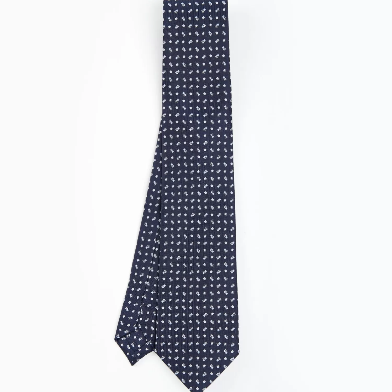 Dark Blue Extra Long Sartorial Silk Tie - Small Flower Pattern>E.Marinella Best Sale