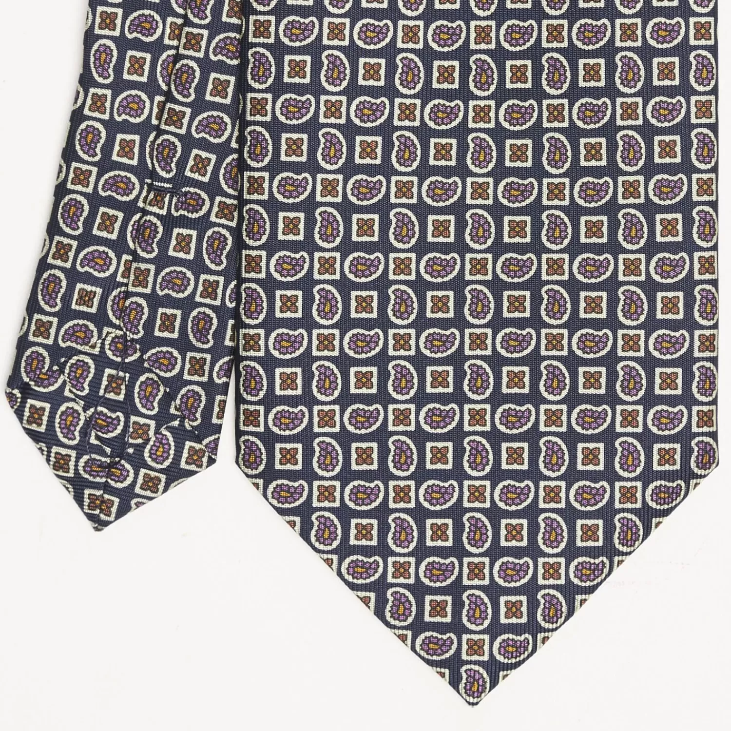Dark Blue Extra Long Sartorial Silk Tie Paisley Pattern>E.Marinella Outlet