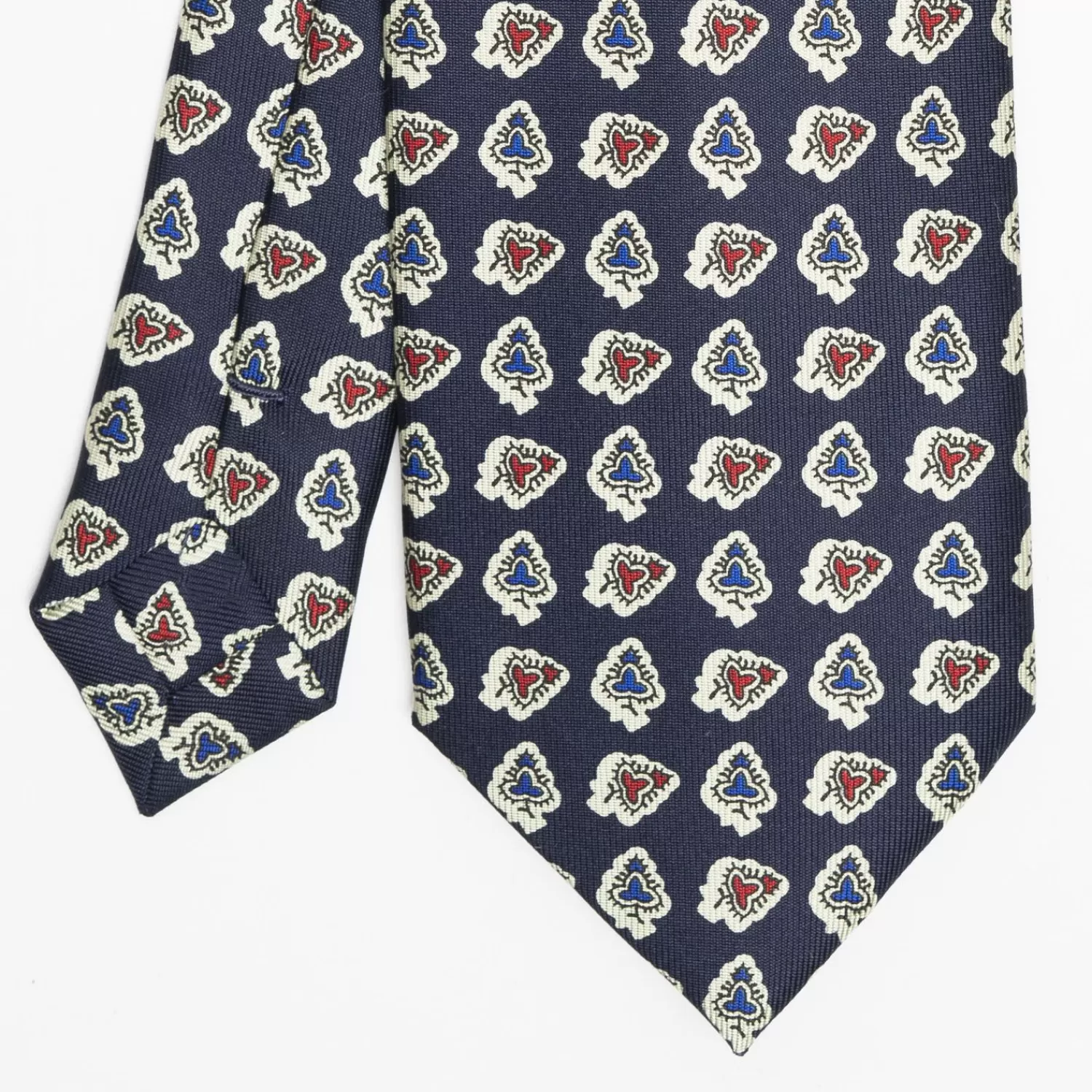 Dark Blue Heritage Collection Silk Tie - Large Flower Pattern>E.Marinella Online