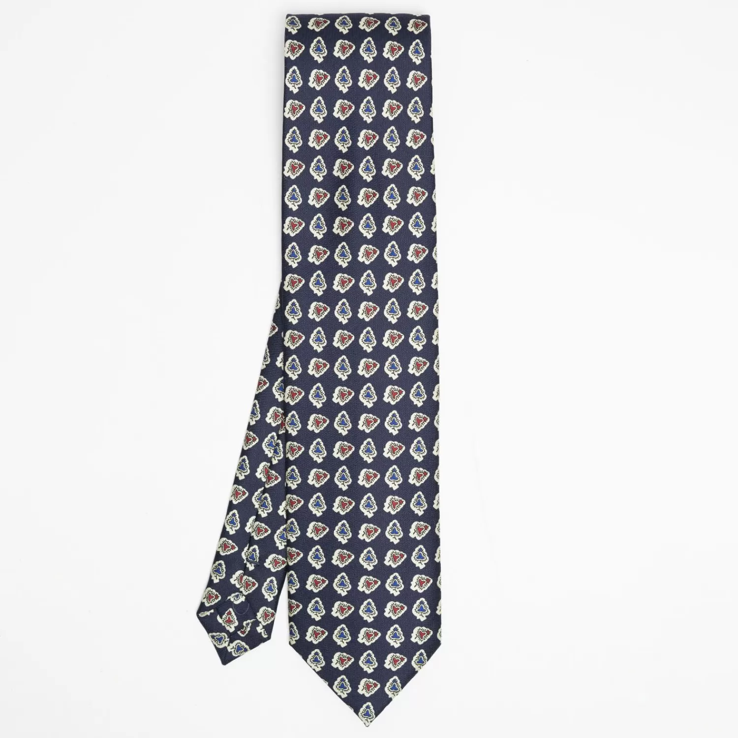 Dark Blue Heritage Collection Silk Tie - Large Flower Pattern>E.Marinella Online