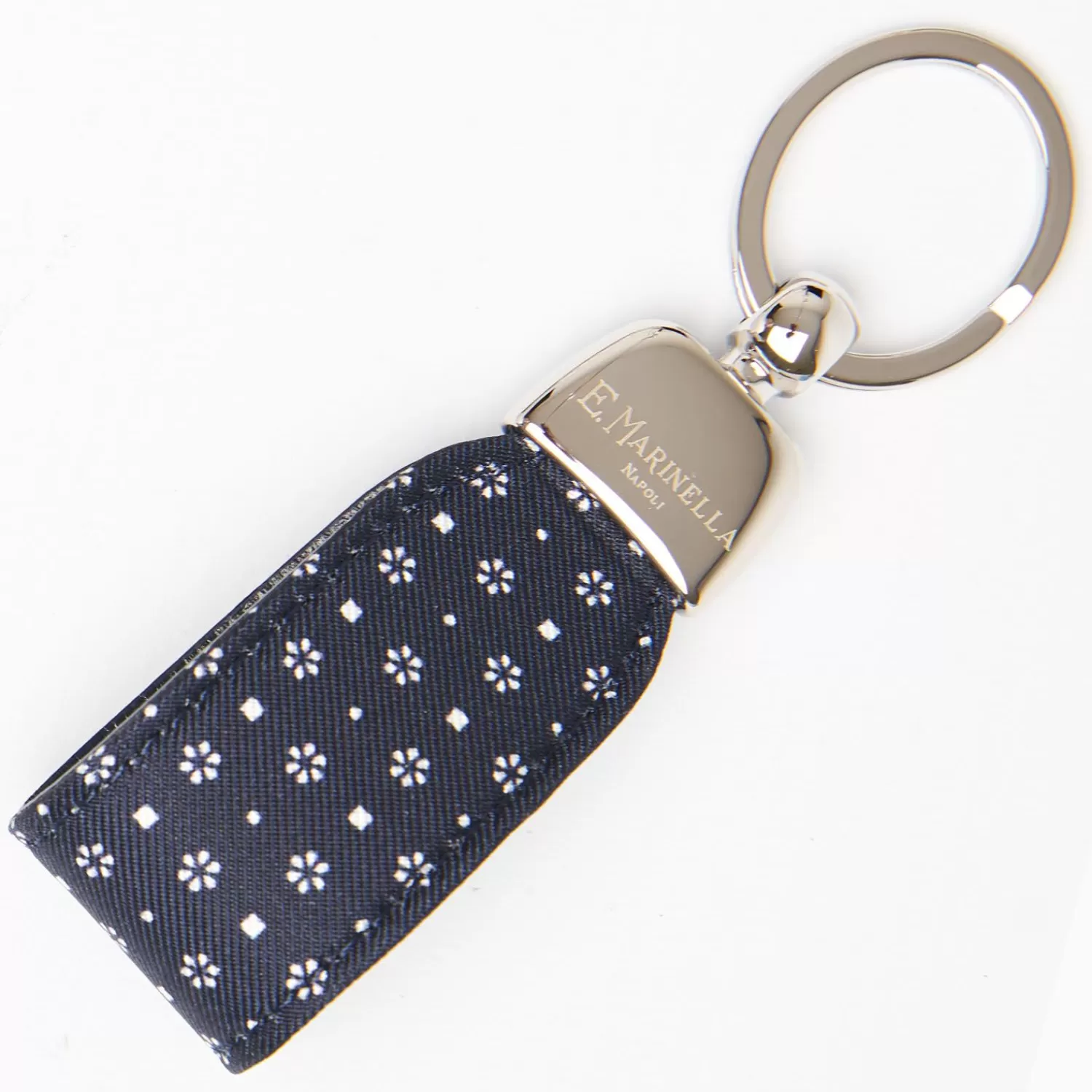 Dark Blue Keyfob In Silk And Leather>E.Marinella Best Sale