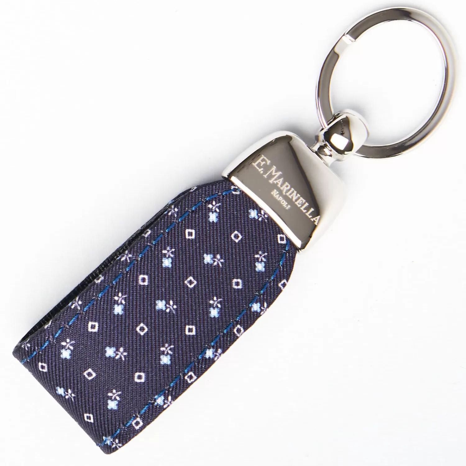 Dark Blue Keyfob In Silk And Leather>E.Marinella Fashion