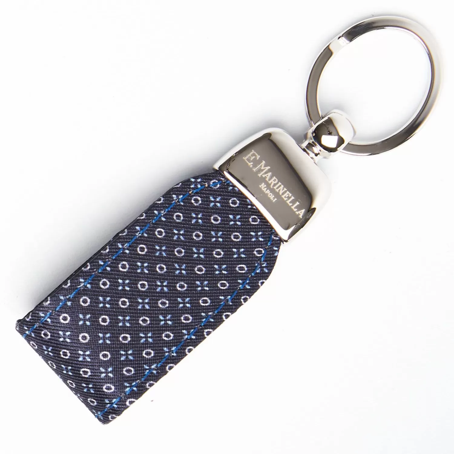 Dark Blue Keyfob In Silk And Leather>E.Marinella Flash Sale