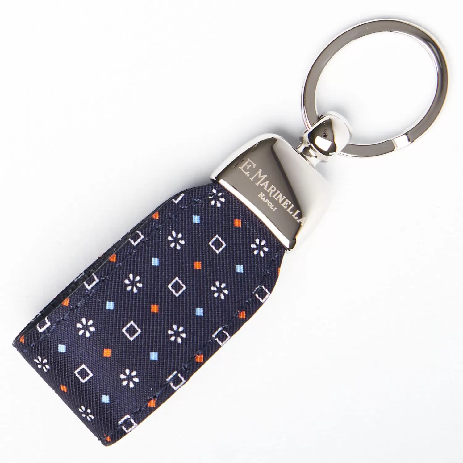 Dark Blue Keyfob In Silk And Leather>E.Marinella New