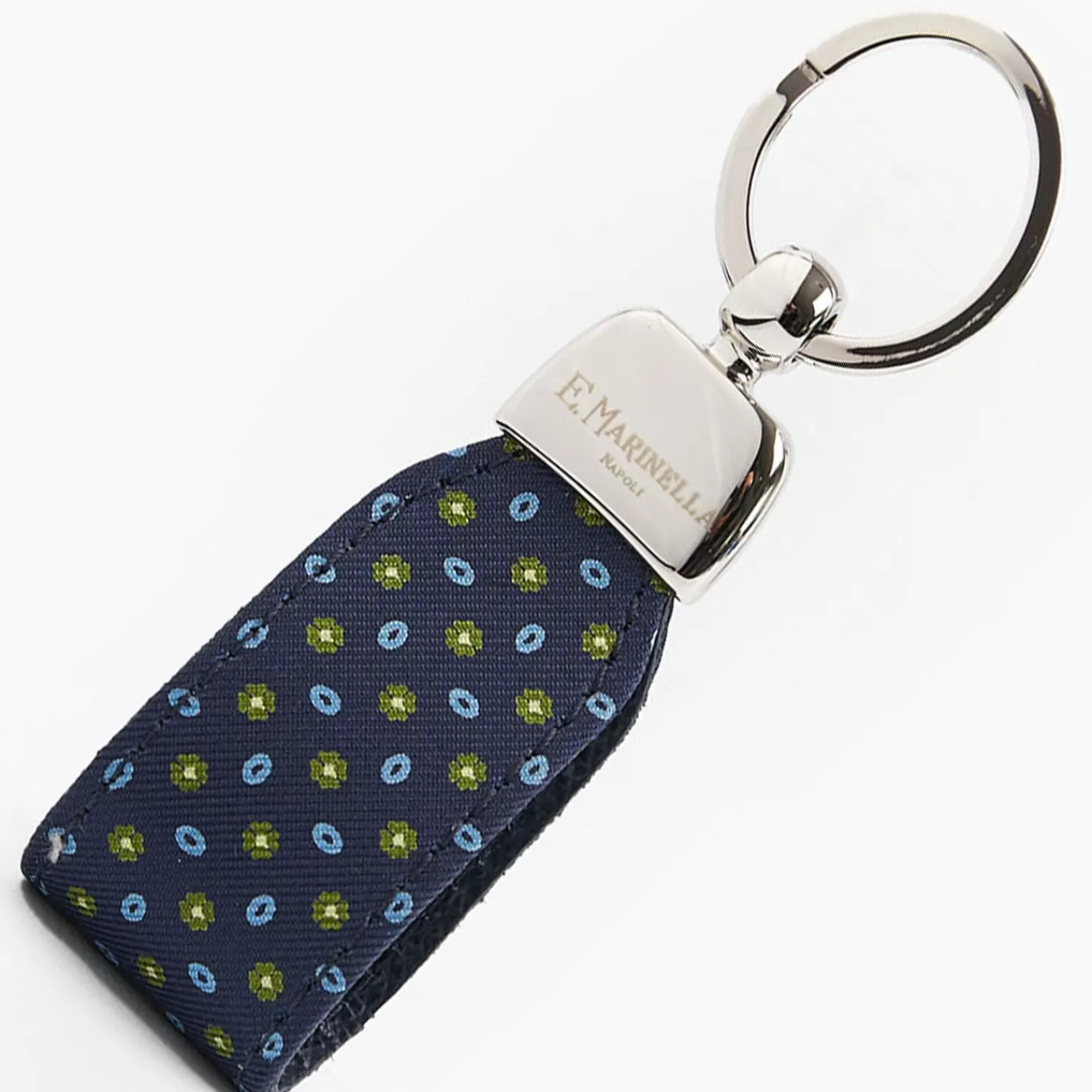 Dark Blue Keyfob In Silk And Leather>E.Marinella Flash Sale