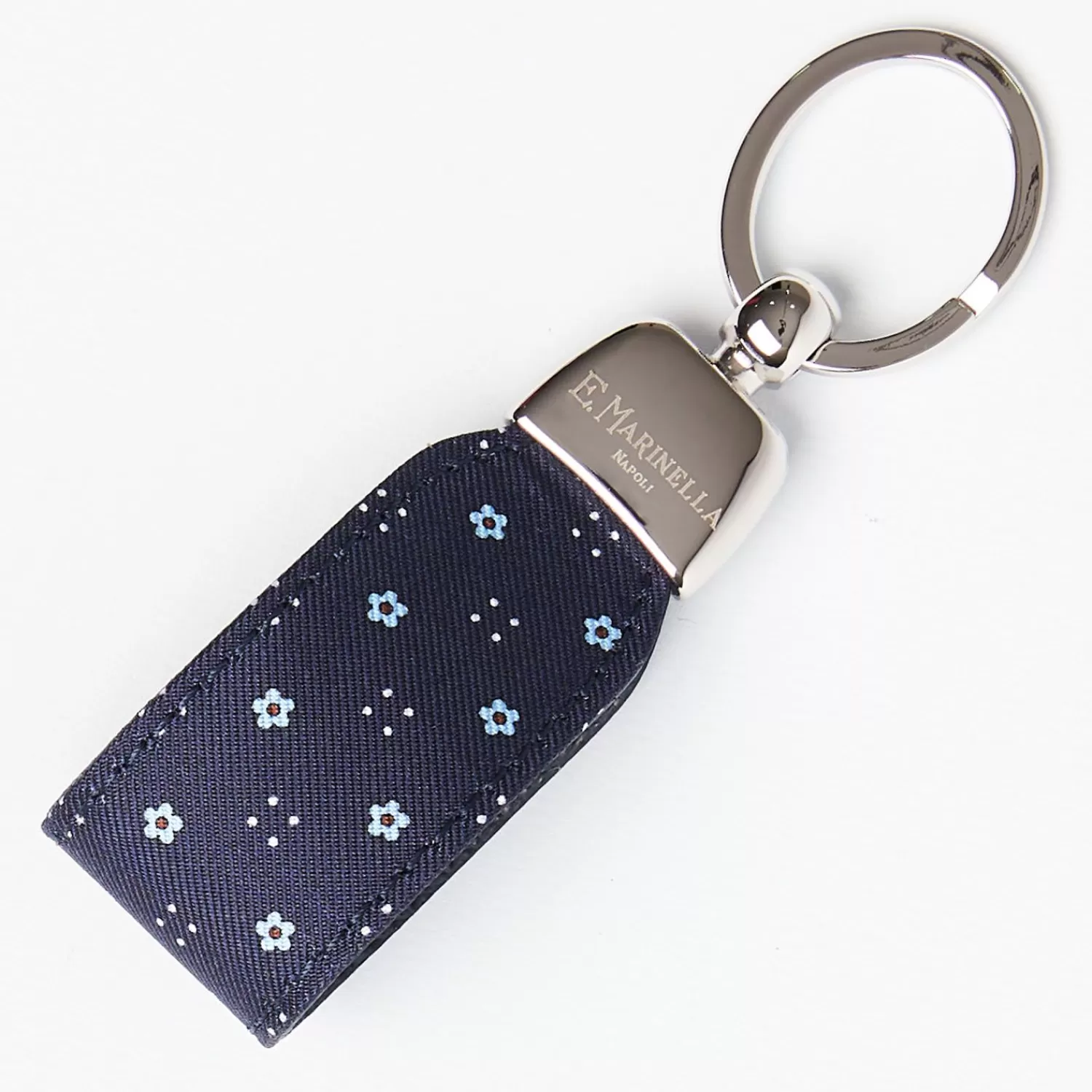 Dark Blue Keyfob In Silk And Leather>E.Marinella Online