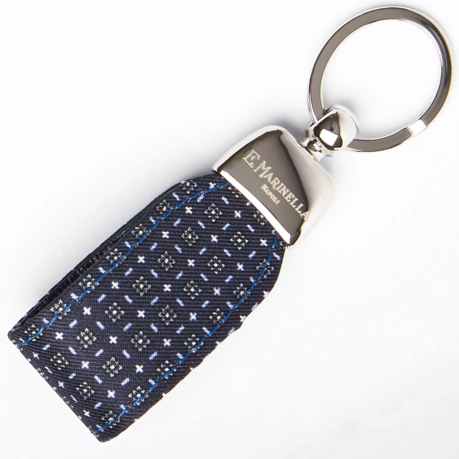 Dark Blue Keyfob In Silk And Leather>E.Marinella Sale