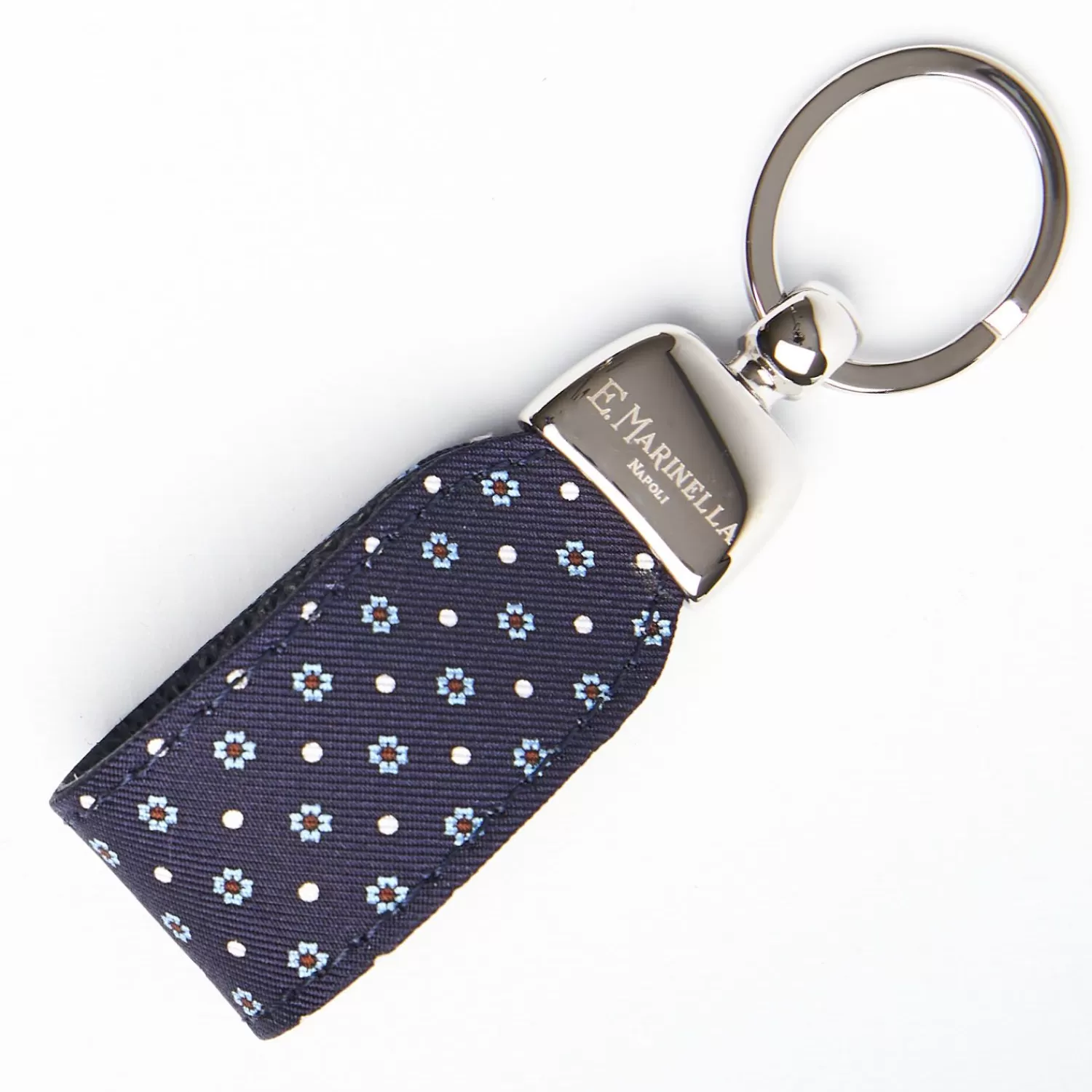 Dark Blue Keyfob In Silk And Leather>E.Marinella Flash Sale