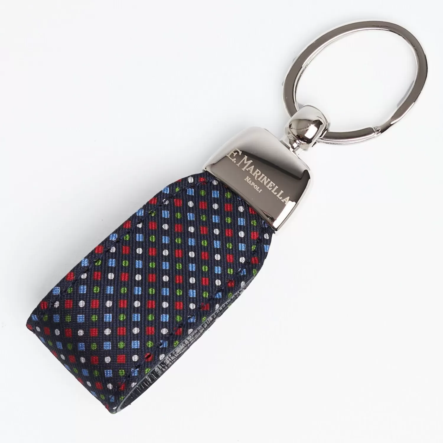 Dark Blue Keyfob In Silk And Leather>E.Marinella Shop