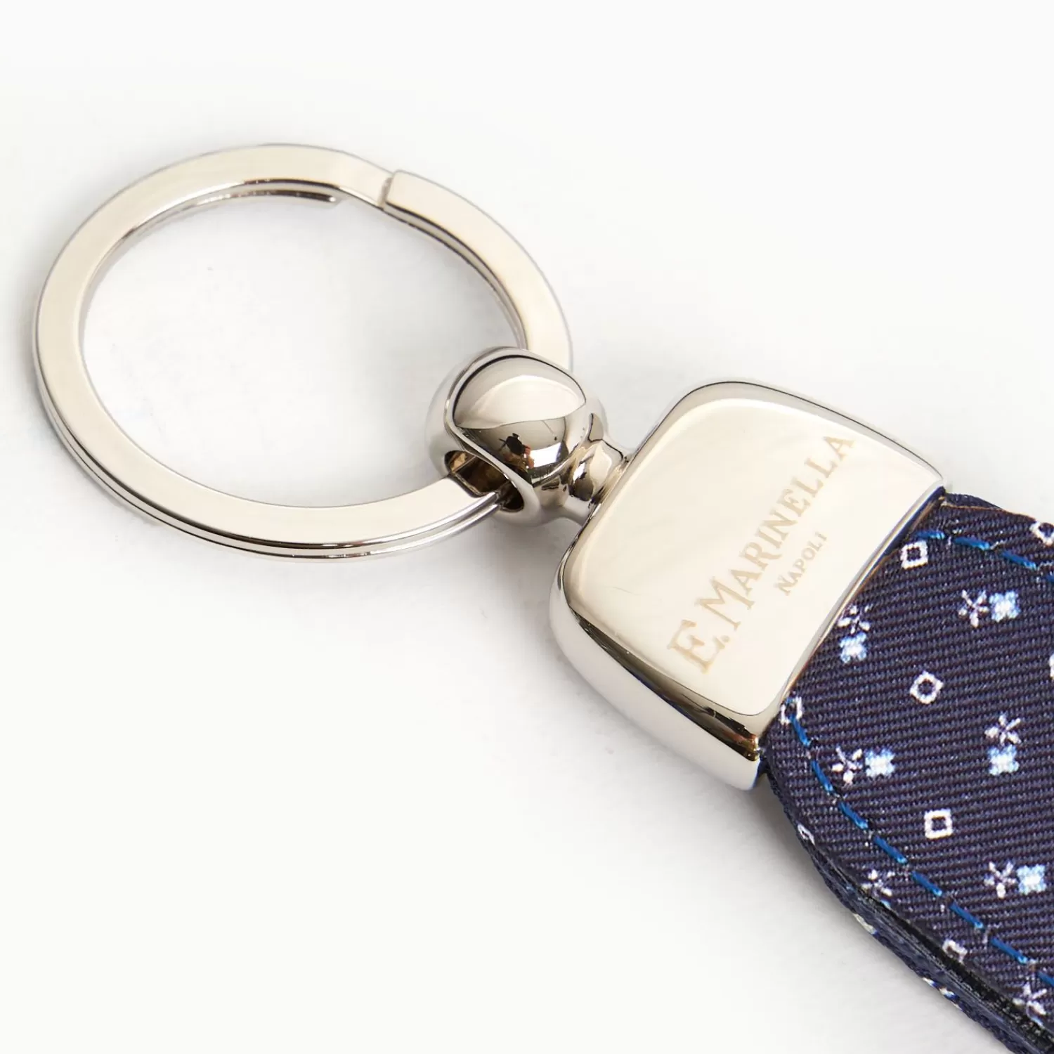 Dark Blue Keyfob In Silk And Leather>E.Marinella Fashion