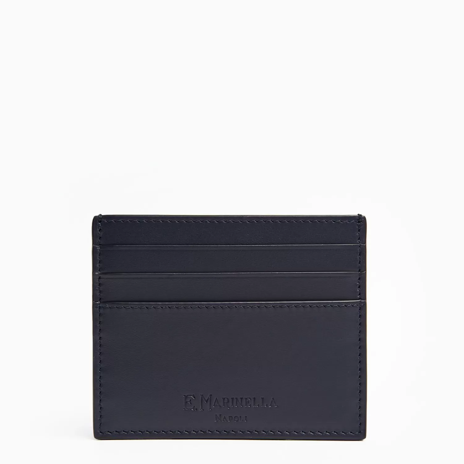 Dark Blue Leather Credit Card Holder - 7 Compartments>E.Marinella Outlet