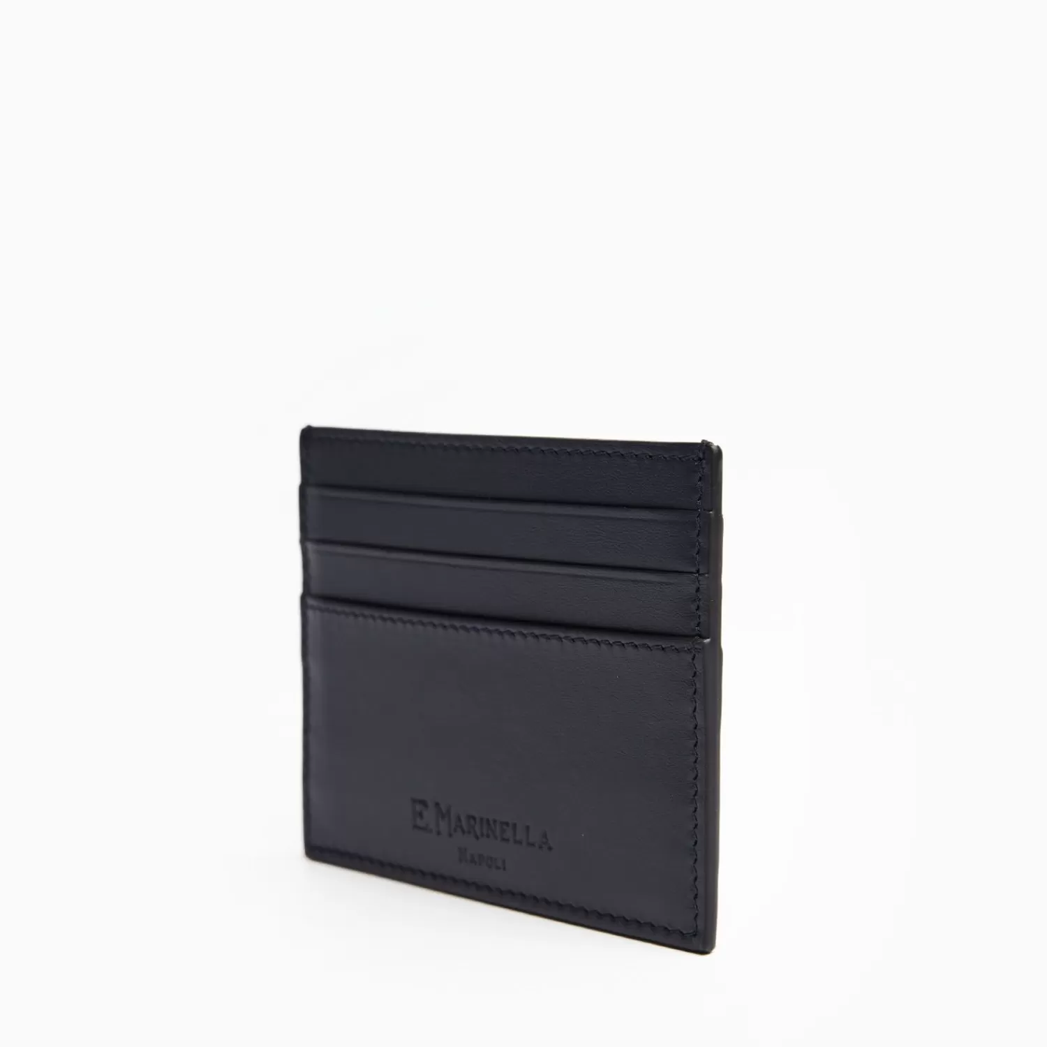 Dark Blue Leather Credit Card Holder - 7 Compartments>E.Marinella Outlet