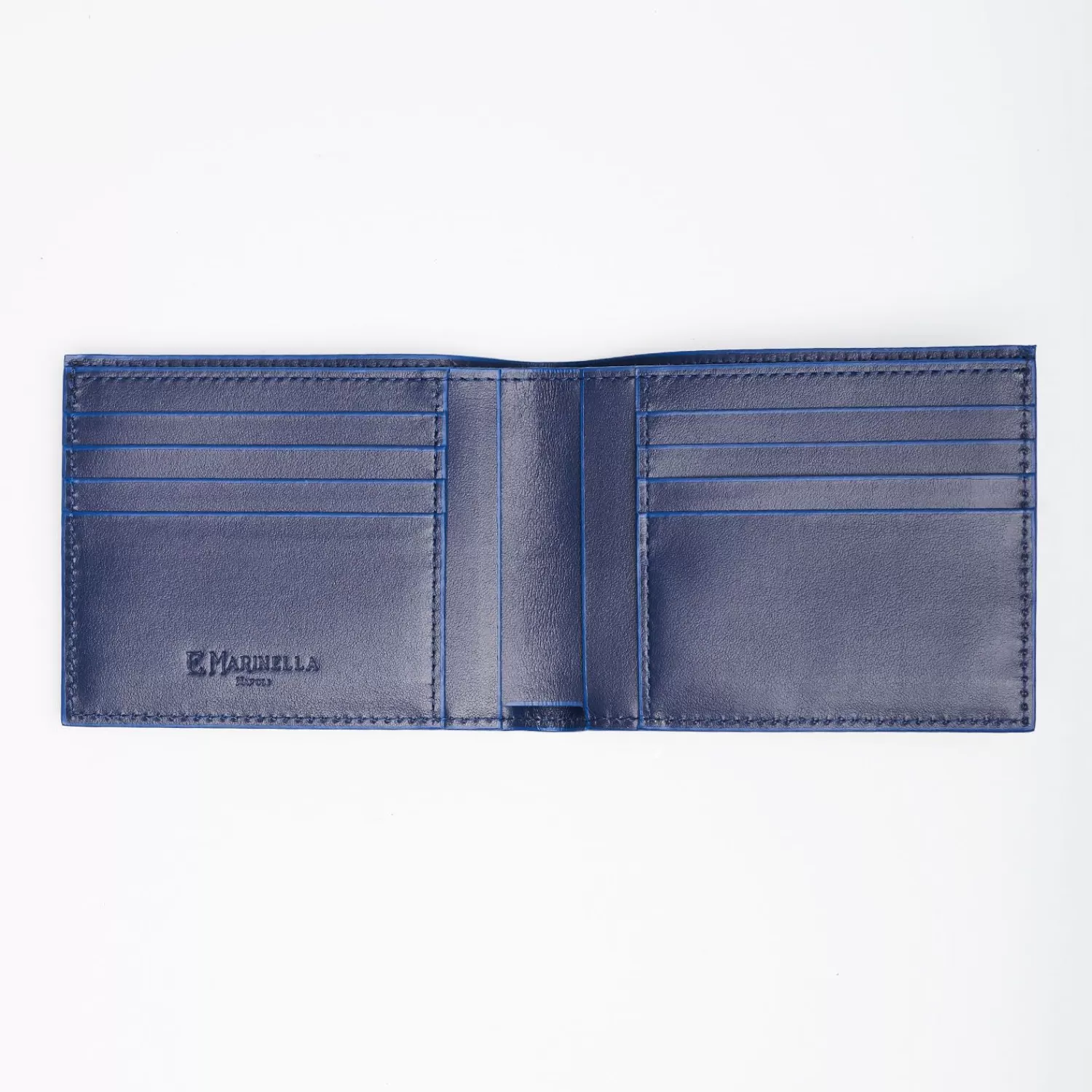 Dark Blue Leather Horizontal Wallet>E.Marinella Fashion