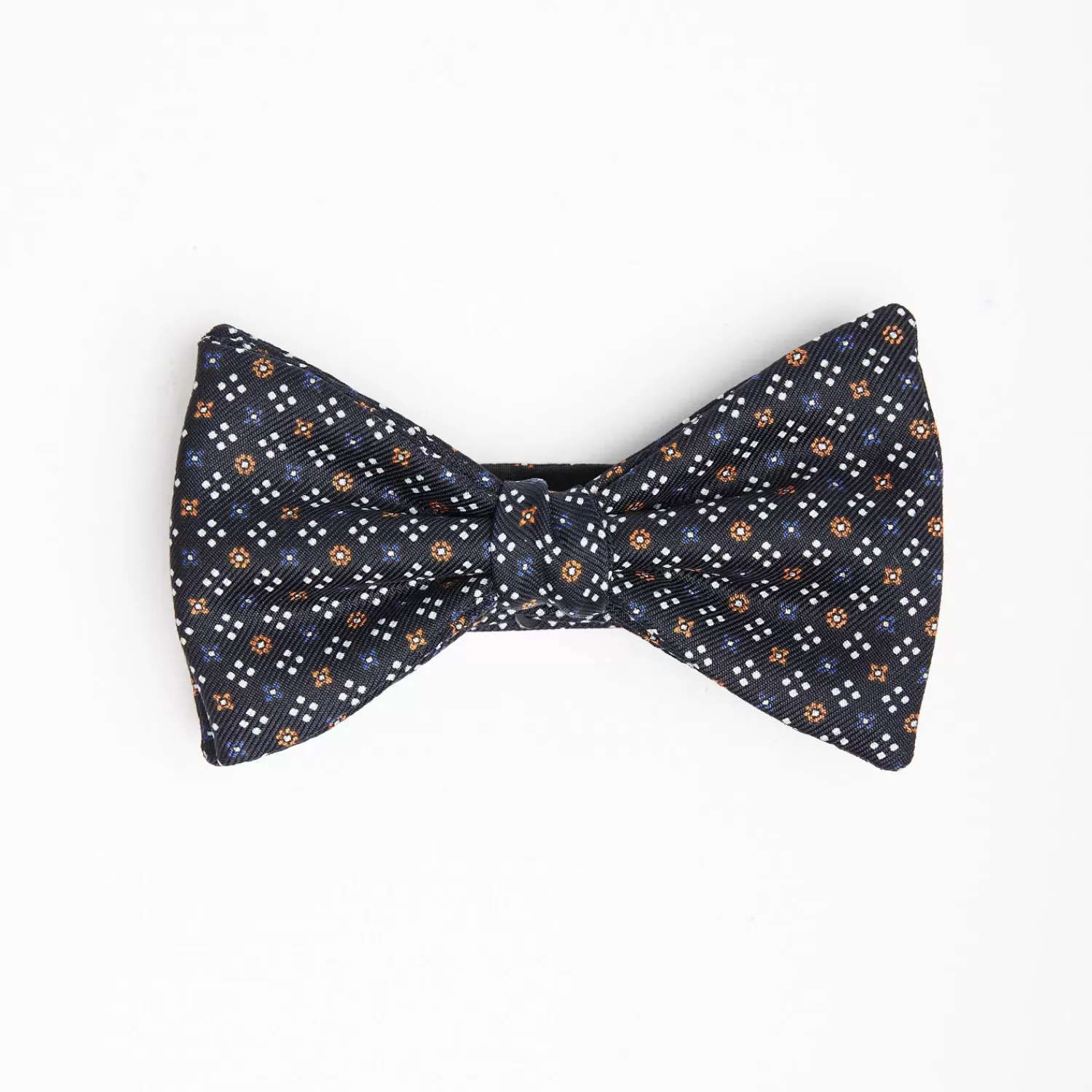 Dark Blue Pre-Knotted Silk Bowtie - Small Flower Pattern>E.Marinella Flash Sale
