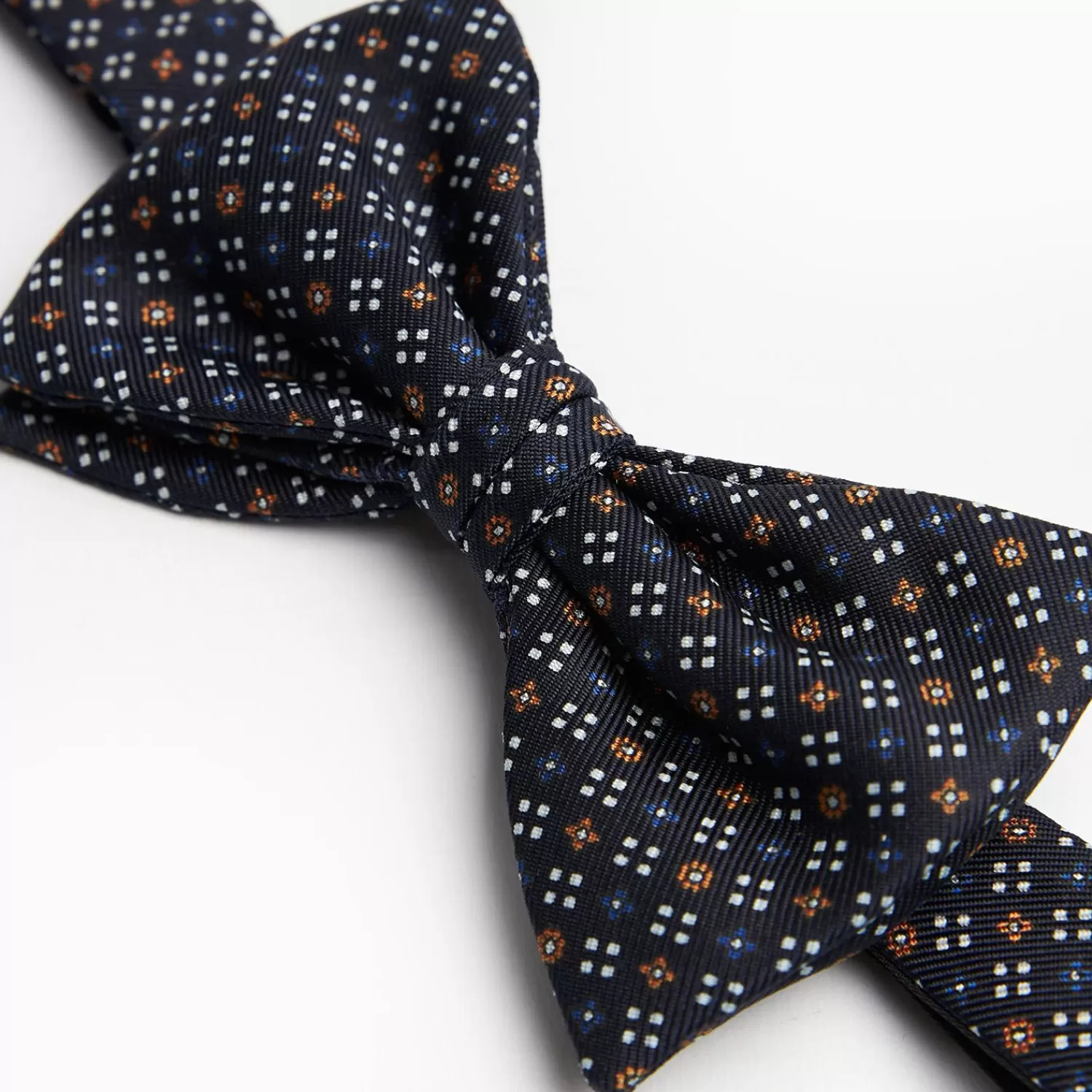 Dark Blue Pre-Knotted Silk Bowtie - Small Flower Pattern>E.Marinella Flash Sale