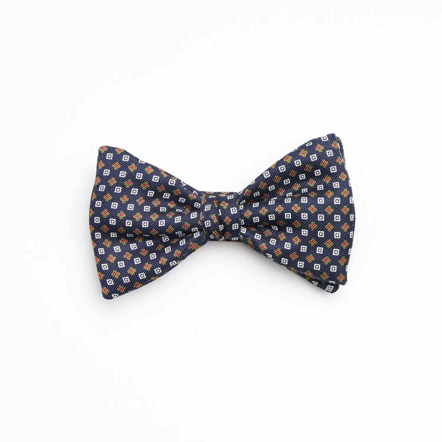 Dark Blue Pre-Knotted Silk Bowtie- Small Flower Pattern>E.Marinella New