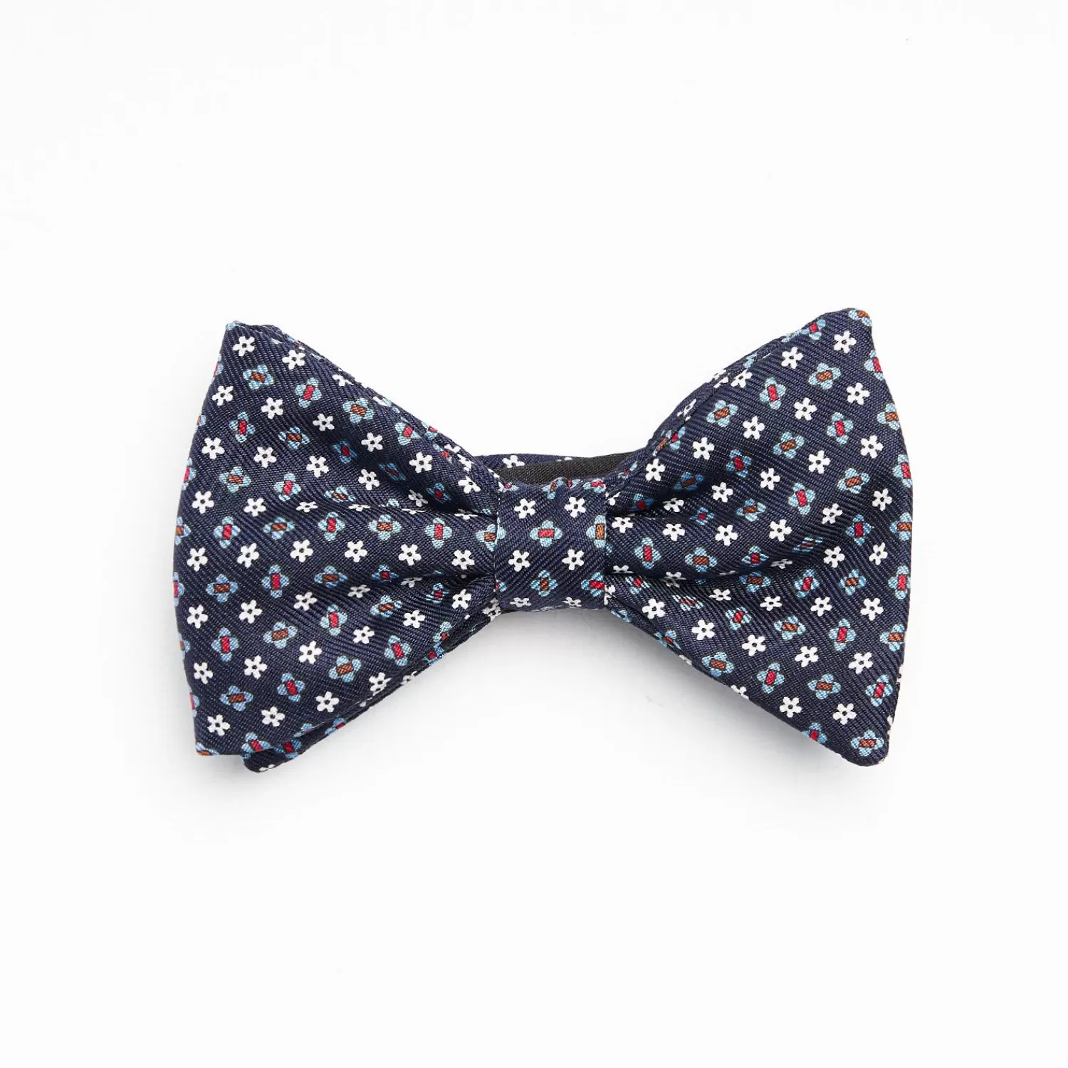 Dark Blue Pre-Knotted Silk Bowtie- Small Flower Pattern>E.Marinella Hot