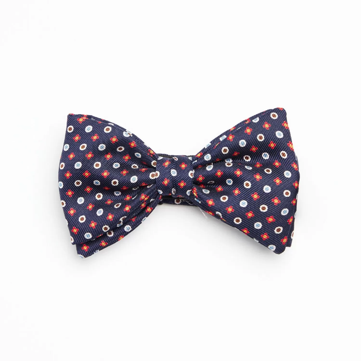 Dark Blue Pre-Knotted Silk Bowtie- Small Flower Pattern>E.Marinella Clearance
