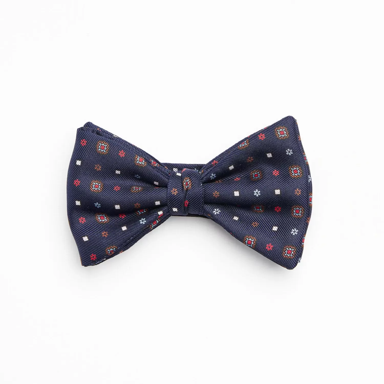 Dark Blue Pre-Knotted Silk Bowtie- Small Flower Pattern>E.Marinella Online